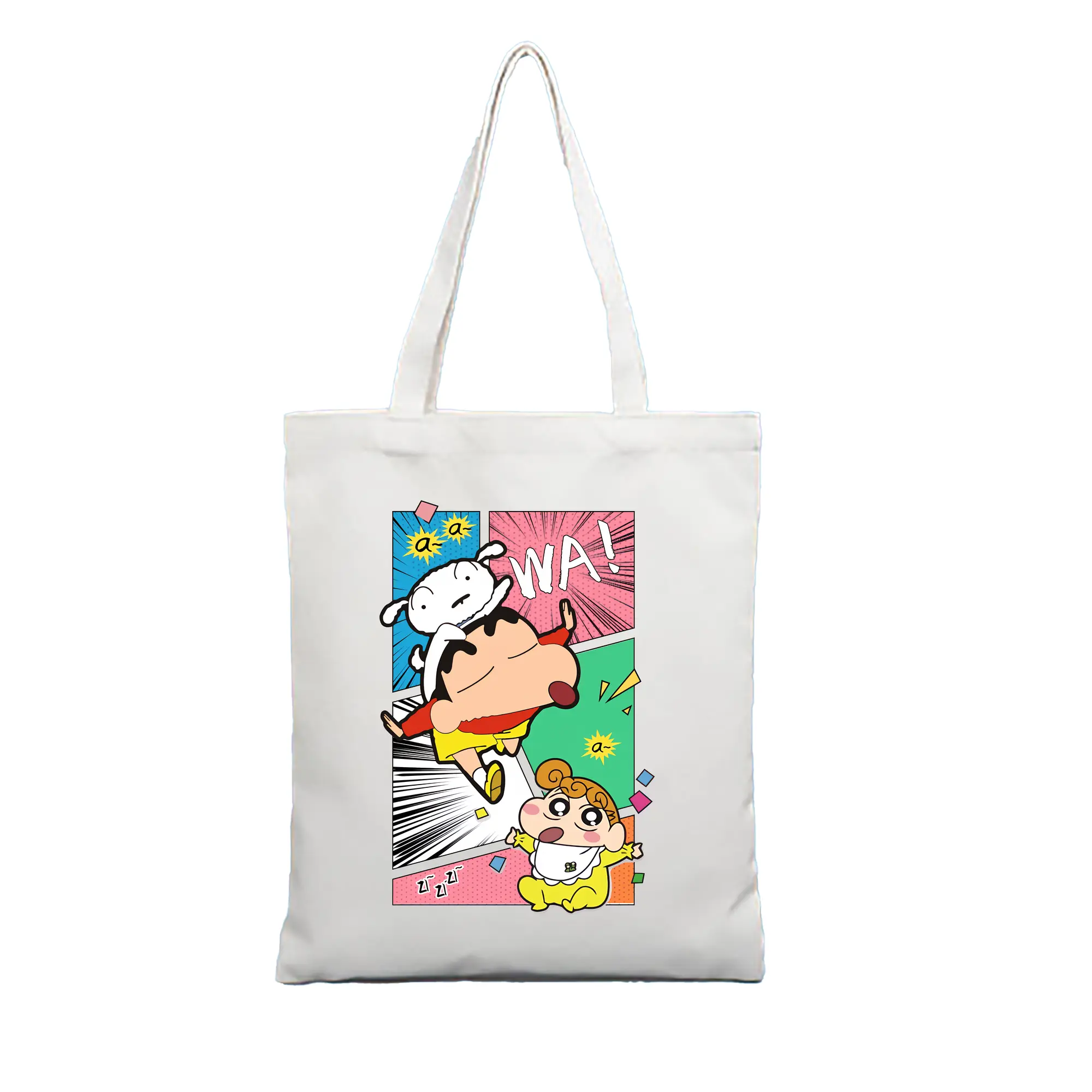 クレヨンしんちゃん グッズ 野原 ひまわり - 縦型キャンバス手提げバッグ（トートバッグ） ・ キャンバス素材 ・ ショッピング用 ・ 軽量 丈夫 お手入れ簡単