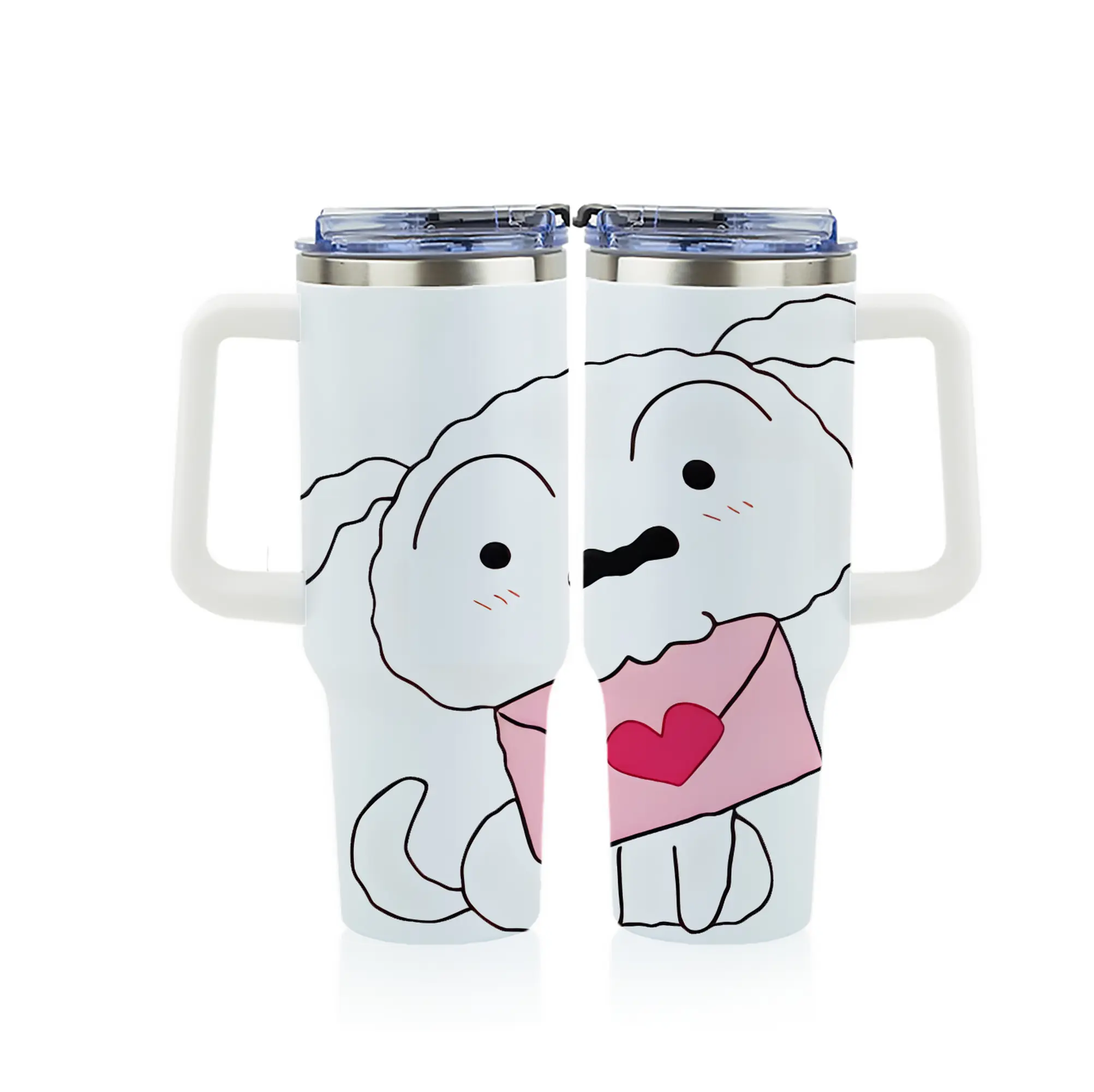 クレヨンしんちゃん グッズ シロ - 1200mL フルプリント車用タンブラー ・ 304ステンレス 内側 ・ 201ステンレス 外側 ・ 保温 保冷 ・ 通勤 ドライブ アウトドア用