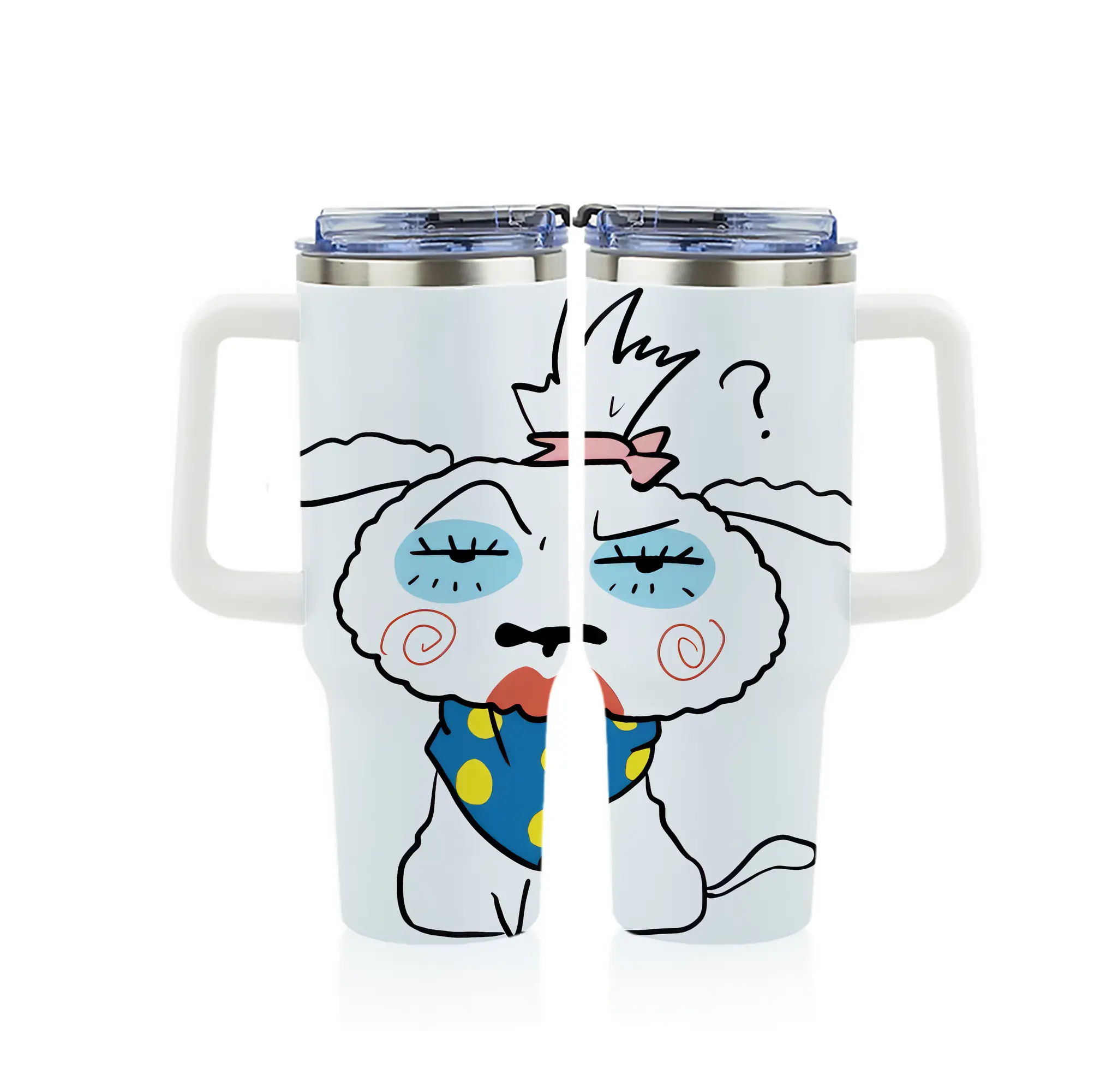 クレヨンしんちゃん グッズ シロ - 1200mL フルプリント車用タンブラー ・ 304ステンレス 内側 ・ 201ステンレス 外側 ・ 保温 保冷 ・ 通勤 ドライブ アウトドア用