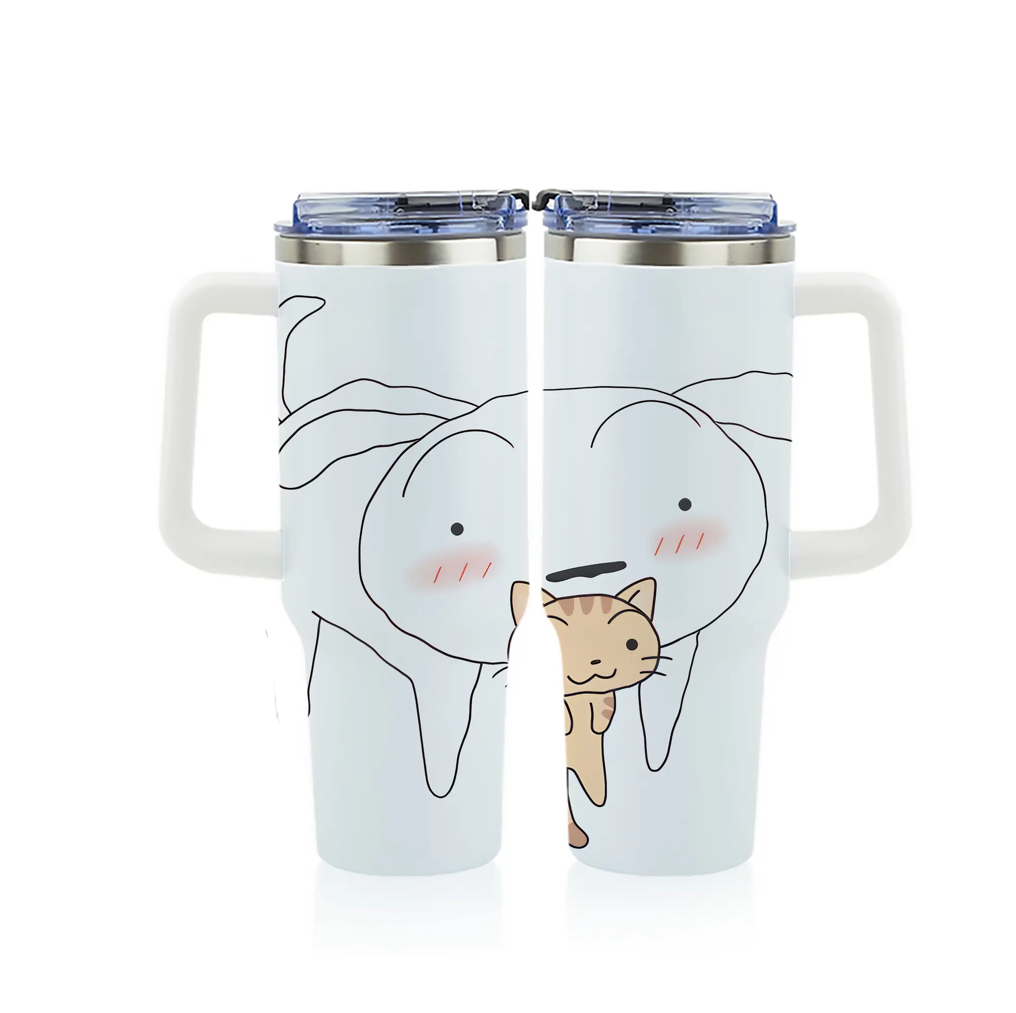 クレヨンしんちゃん グッズ シロ - 1200mL フルプリント車用タンブラー ・ 304ステンレス 内側 ・ 201ステンレス 外側 ・ 保温 保冷 ・ 通勤 ドライブ アウトドア用