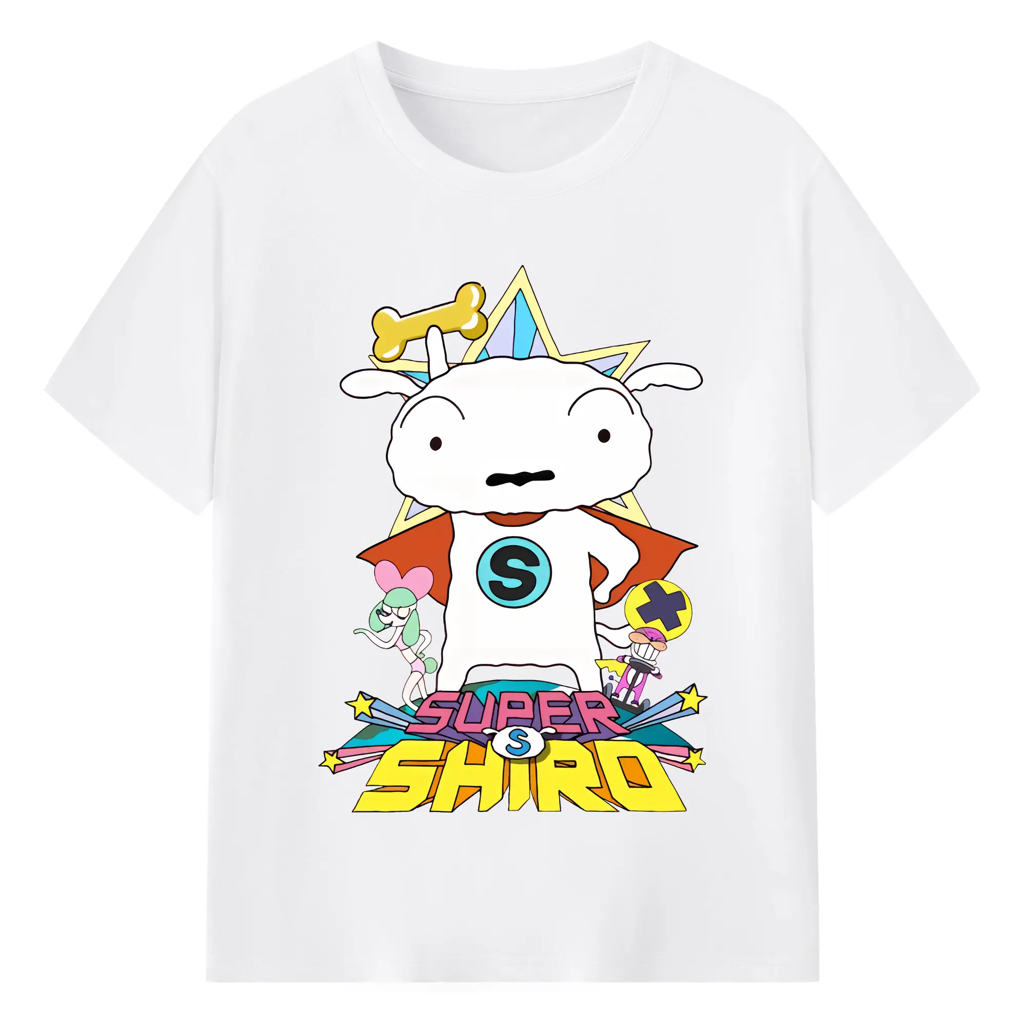 クレヨンしんちゃん グッズ シロ - 綿100％ 半袖Tシャツ ・ フロントプリント ・ 快適 通気性 ・ 日常使い 散歩 スポーツ用