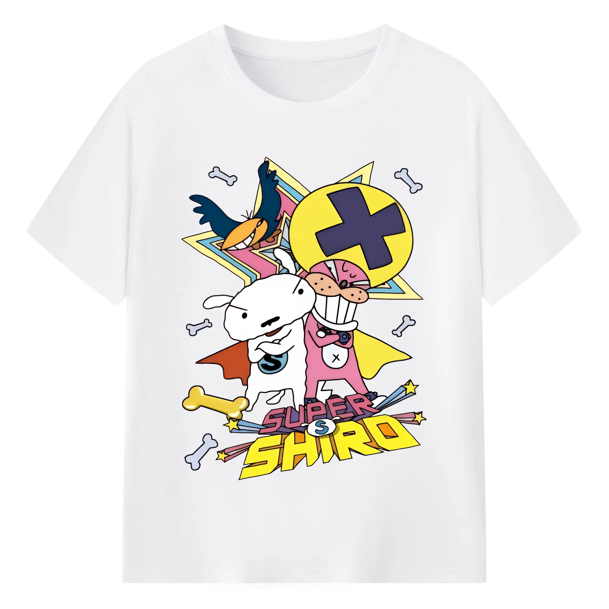 クレヨンしんちゃん グッズ シロ - 綿100％ 半袖Tシャツ ・ フロントプリント ・ 快適 通気性 ・ 日常使い 散歩 スポーツ用