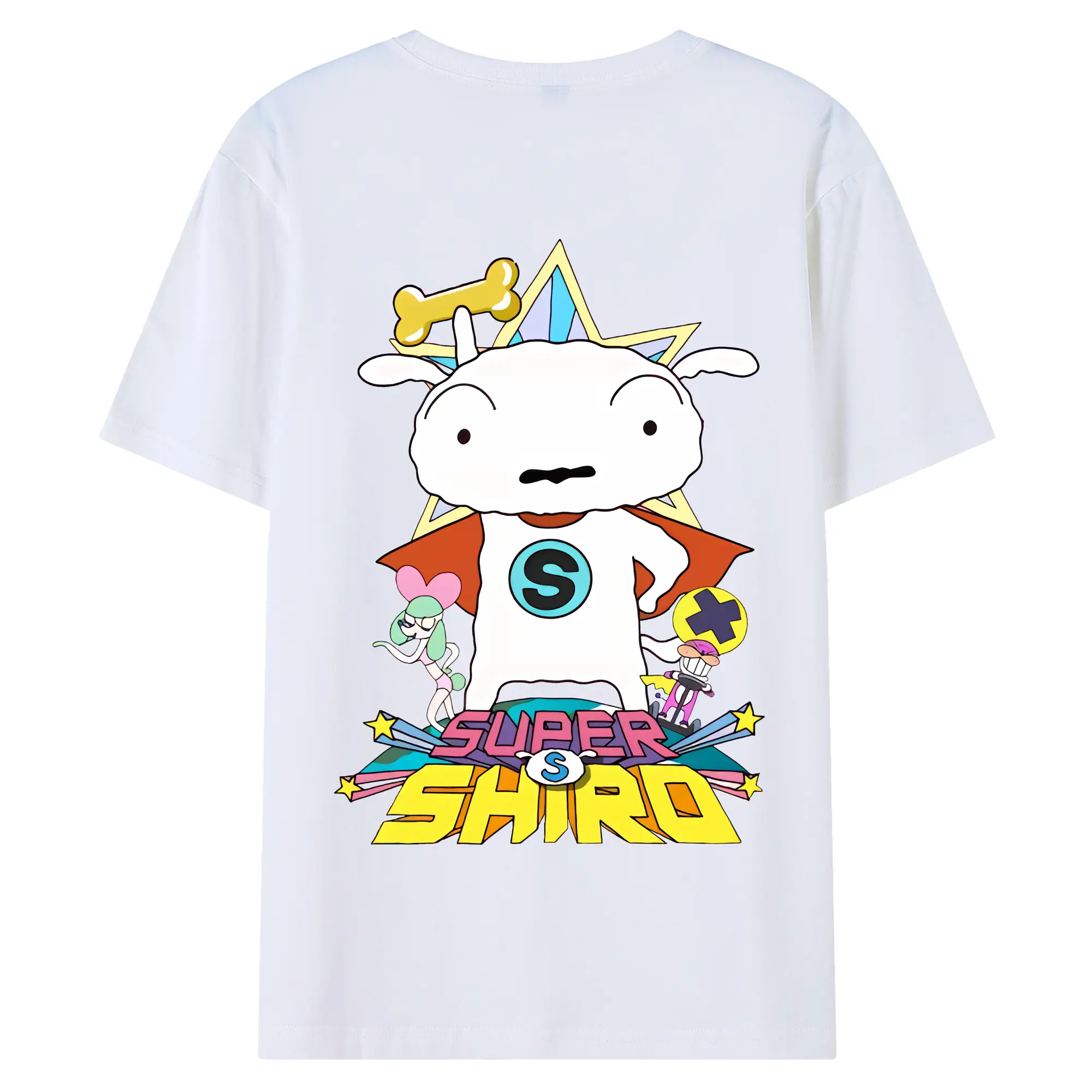 クレヨンしんちゃん グッズ シロ - 綿100％ 半袖Tシャツ ・ バックプリント ・ 快適 通気性 ・ 日常使い 散歩 スポーツ用