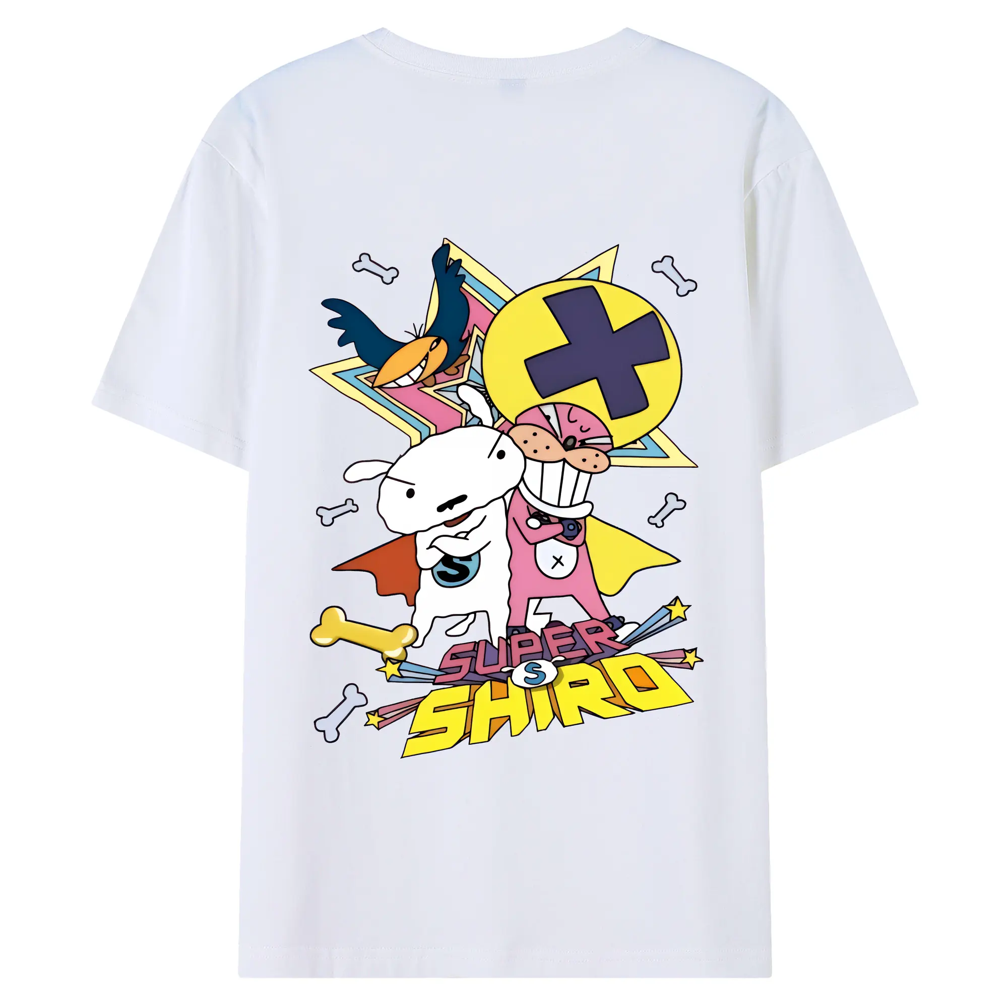 クレヨンしんちゃん グッズ シロ - 綿100％ 半袖Tシャツ ・ バックプリント ・ 快適 通気性 ・ 日常使い 散歩 スポーツ用