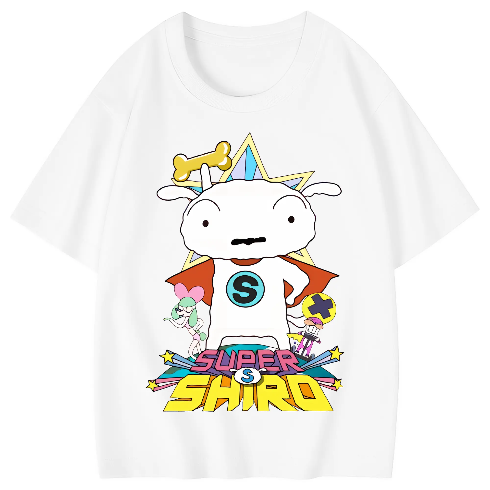 クレヨンしんちゃん グッズ シロ - 綿100％ キッズTシャツ ・ フロントプリント ・ 快適 通気性 ・ スポーツ カジュアル 散歩用