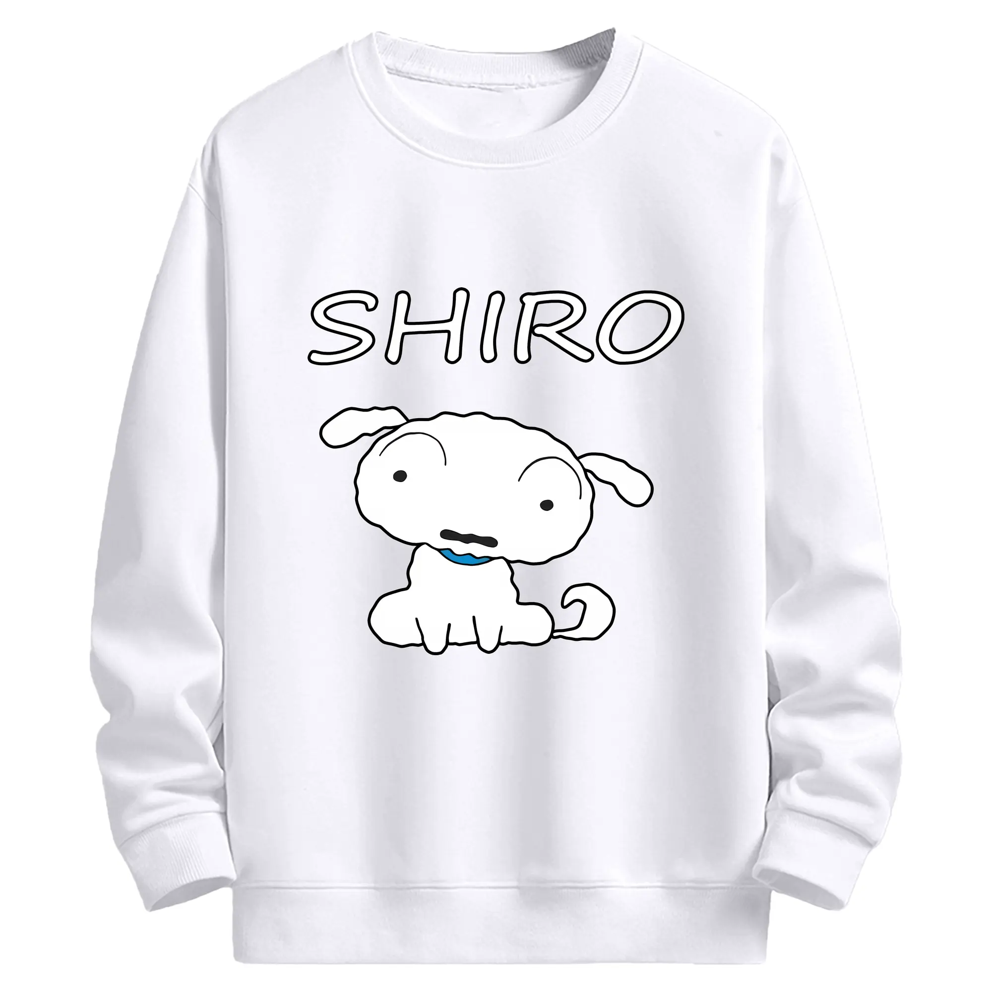 クレヨンしんちゃん グッズ シロ - 高品質 クルーネック スウェット ・ コットン59％ ポリエステル41％ ・ ユニセックス 長袖 トレーナー ・ カジュアル デイリー スポーツ 散歩用