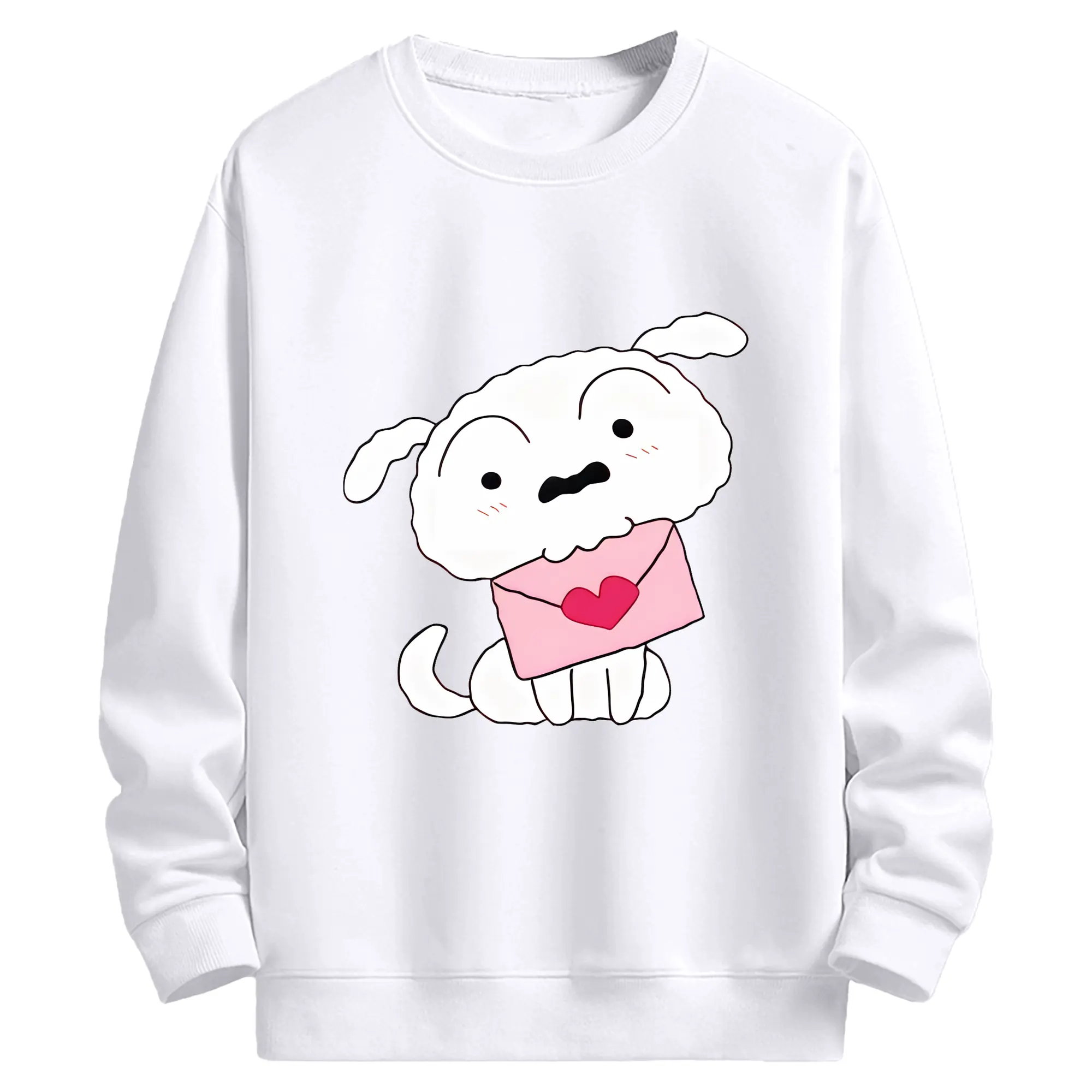 クレヨンしんちゃん グッズ シロ - 高品質 クルーネック スウェット ・ コットン59％ ポリエステル41％ ・ ユニセックス 長袖 トレーナー ・ カジュアル デイリー スポーツ 散歩用