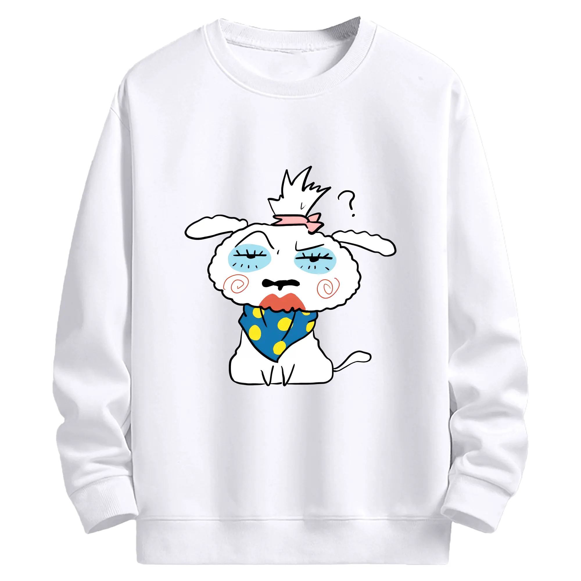 クレヨンしんちゃん グッズ シロ - 高品質 クルーネック スウェット ・ コットン59％ ポリエステル41％ ・ ユニセックス 長袖 トレーナー ・ カジュアル デイリー スポーツ 散歩用