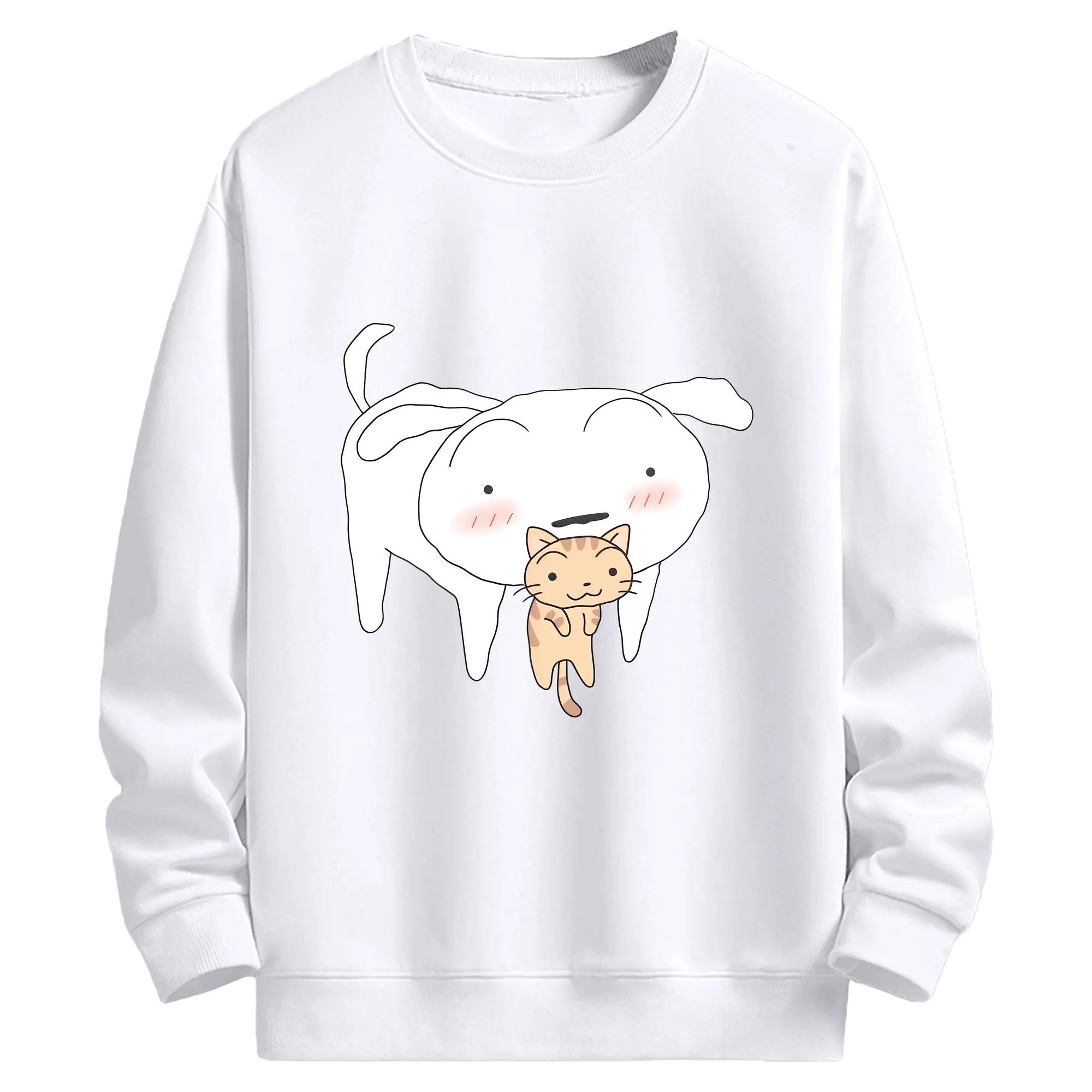 クレヨンしんちゃん グッズ シロ - 高品質 クルーネック スウェット ・ コットン59％ ポリエステル41％ ・ ユニセックス 長袖 トレーナー ・ カジュアル デイリー スポーツ 散歩用