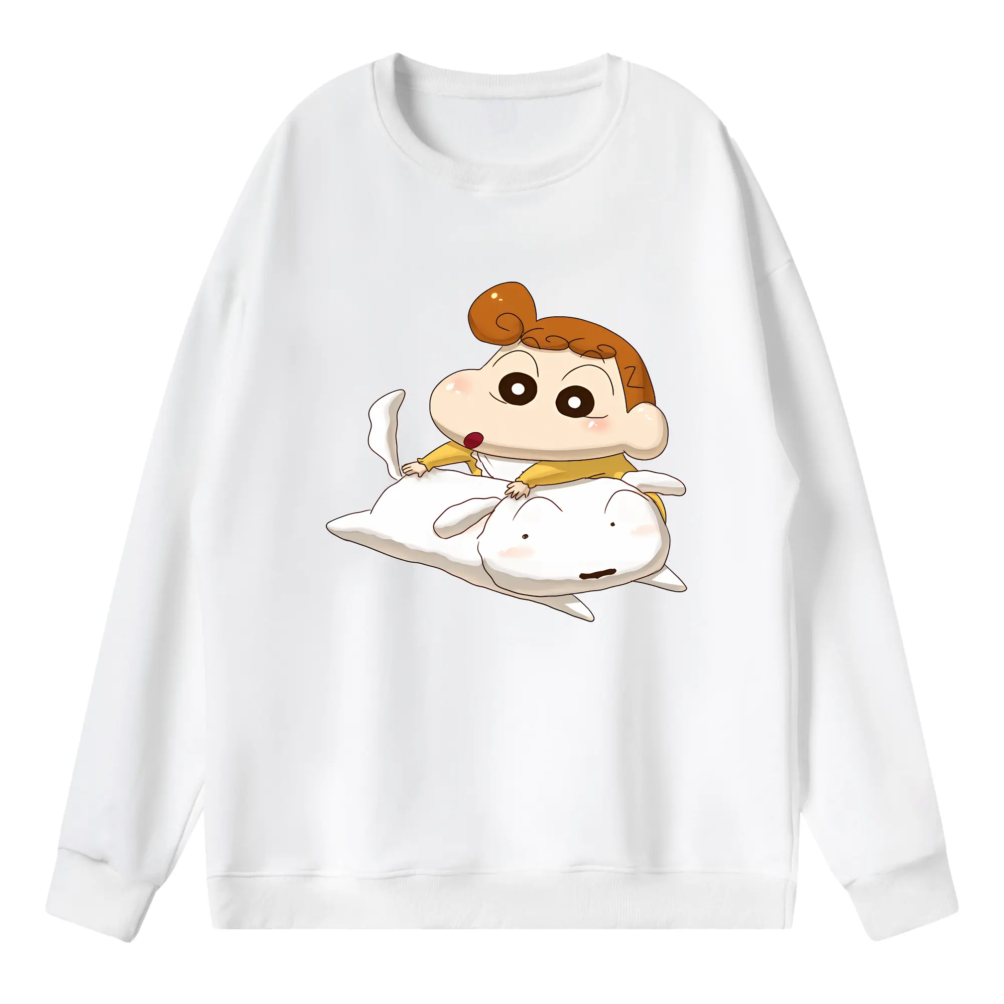 クレヨンしんちゃん グッズ シロ - 薄手 クルーネック スウェット 裏毛260g · ポリエステル 春秋向け カジュアル 男女兼用 · トレーナー デイリー スポーツ 散歩に最適