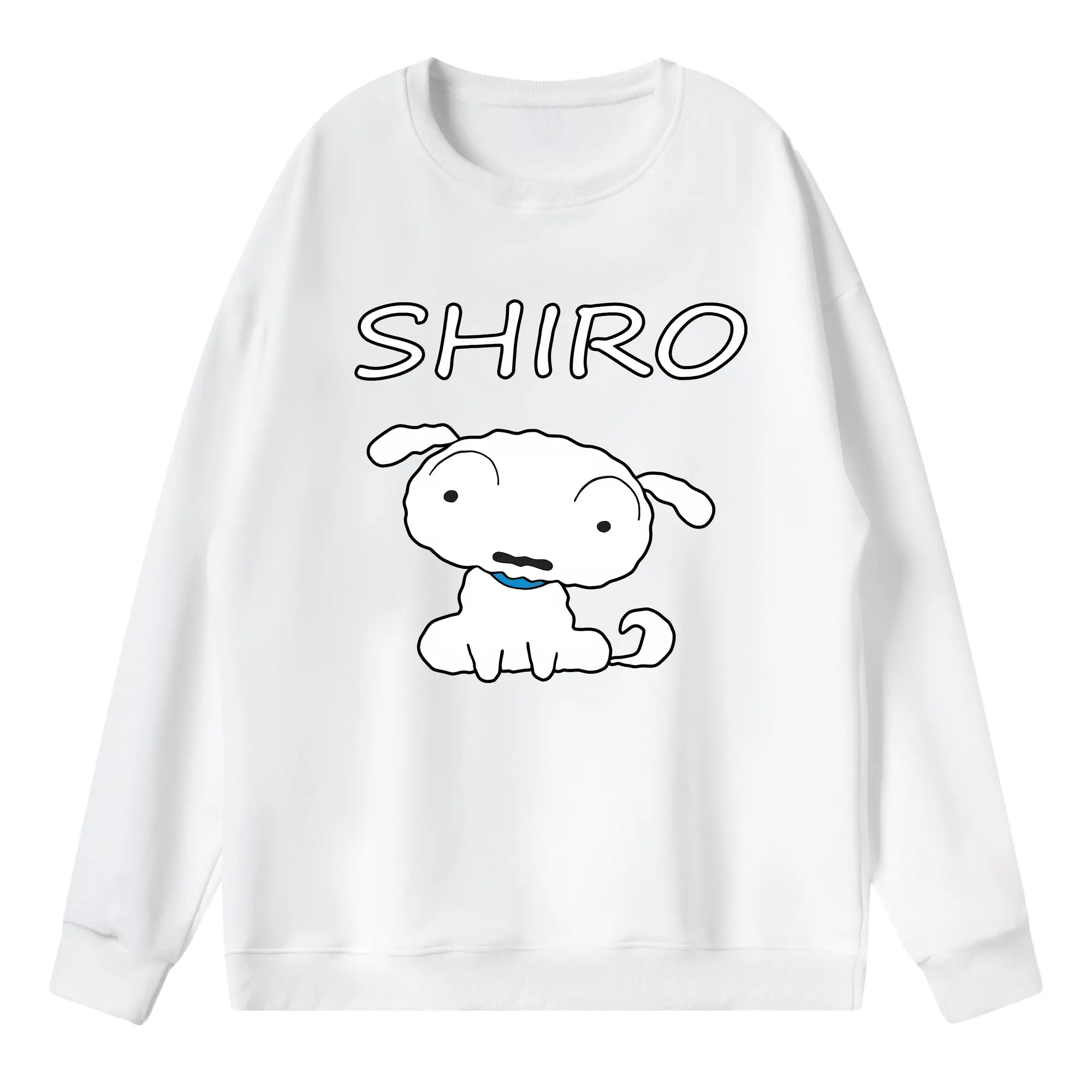 クレヨンしんちゃん グッズ シロ - 薄手 クルーネック スウェット 裏毛260g · ポリエステル 春秋向け カジュアル 男女兼用 · トレーナー デイリー スポーツ 散歩に最適