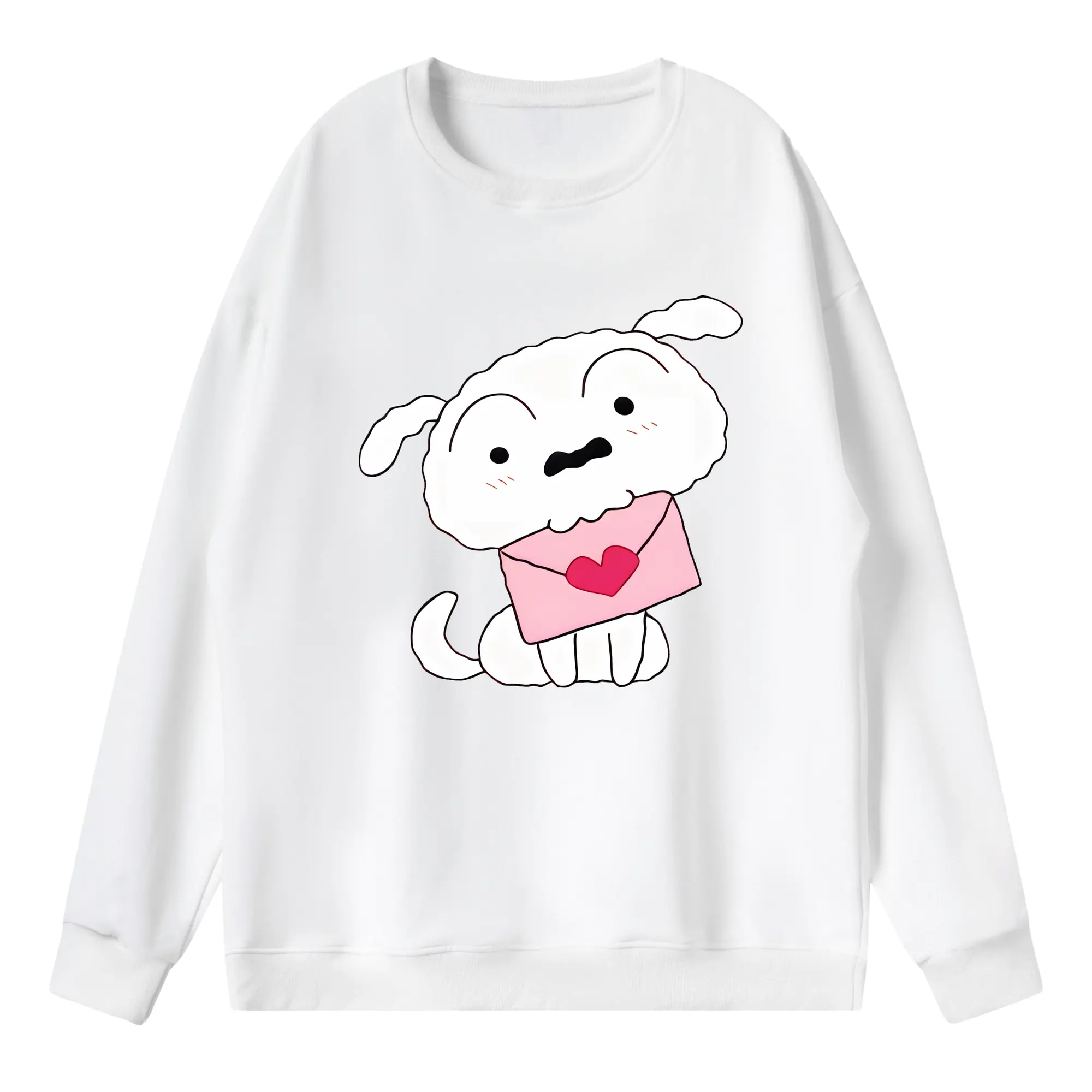 クレヨンしんちゃん グッズ シロ - 薄手 クルーネック スウェット 裏毛260g · ポリエステル 春秋向け カジュアル 男女兼用 · トレーナー デイリー スポーツ 散歩に最適