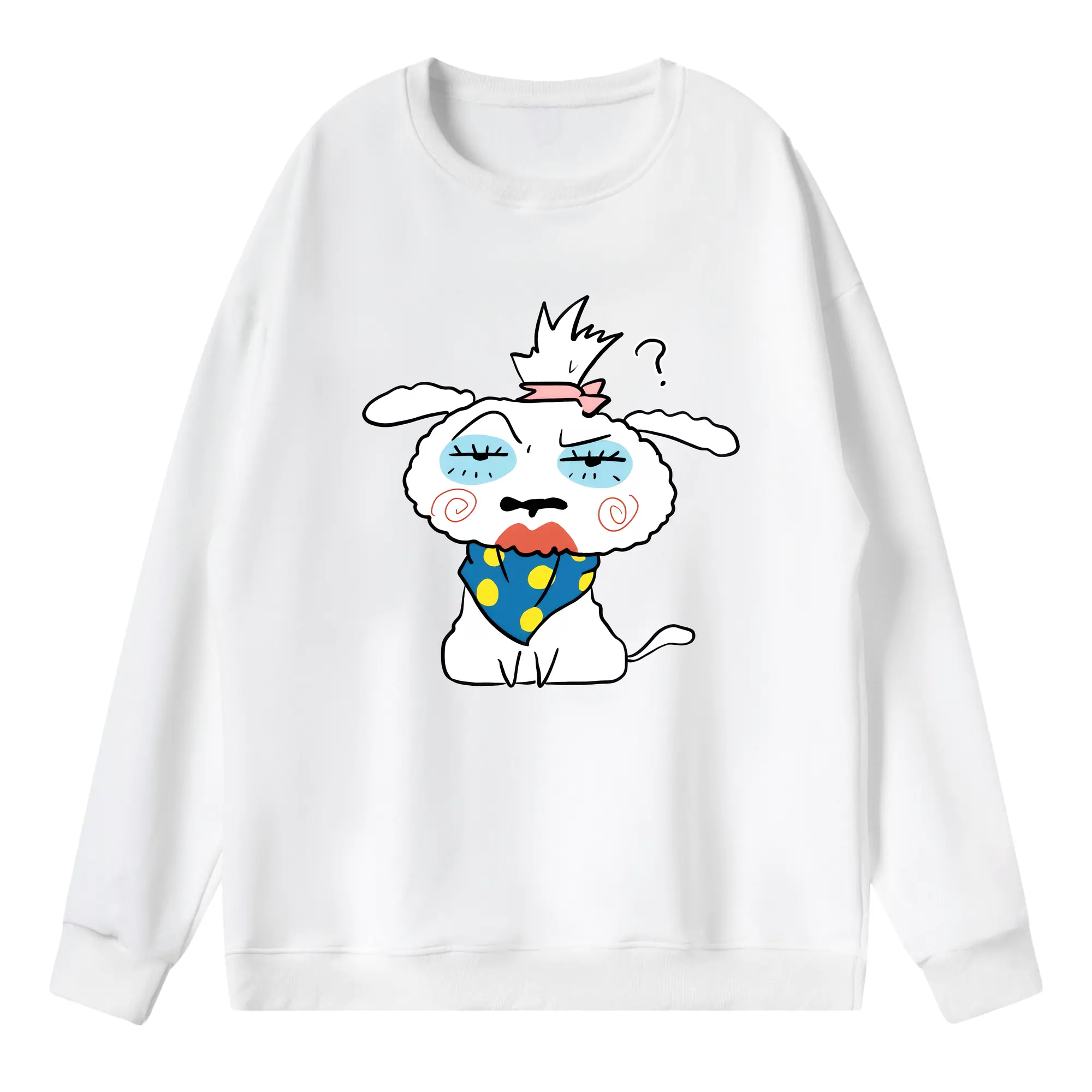 クレヨンしんちゃん グッズ シロ - 薄手 クルーネック スウェット 裏毛260g · ポリエステル 春秋向け カジュアル 男女兼用 · トレーナー デイリー スポーツ 散歩に最適