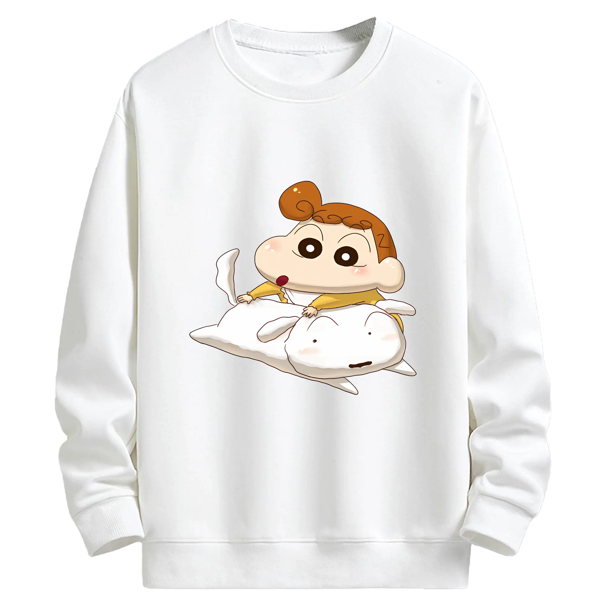 クレヨンしんちゃん グッズ シロ - キッズ クルーネックスウェットシャツ ・ フロントプリント ・ 綿80％ ポリエステル20％ ・ 快適 通学 スポーツ 日常使い お散歩用