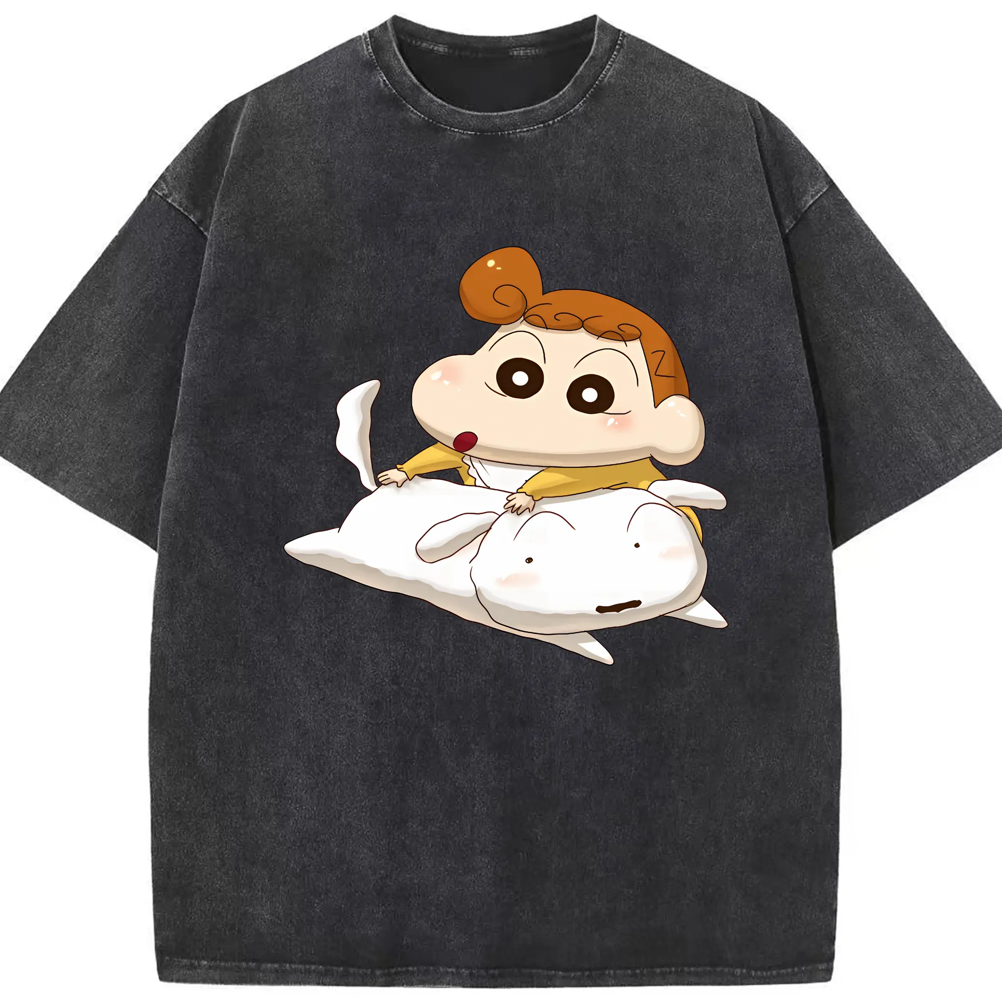 クレヨンしんちゃん グッズ シロ - 綿100％ ヴィンテージ風 半袖Tシャツ ・ フロントプリント ・ 柔らか肌触り ・ 通気性 快適 ・ スポーツ カジュアル 外出用