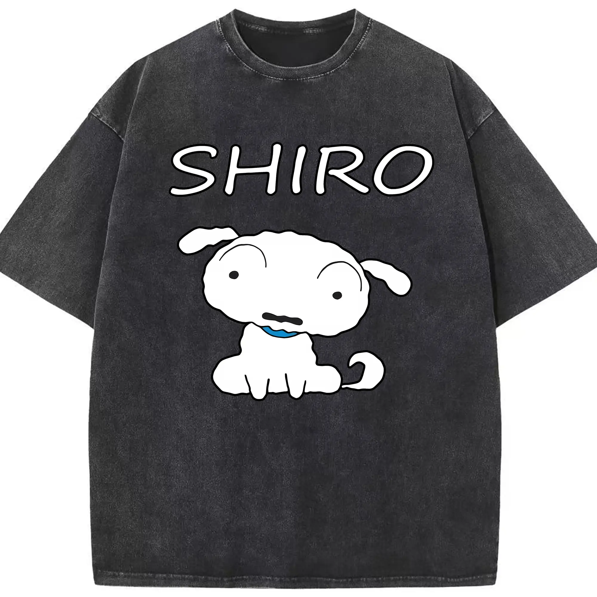 クレヨンしんちゃん グッズ シロ - 綿100％ ヴィンテージ風 半袖Tシャツ ・ フロントプリント ・ 柔らか肌触り ・ 通気性 快適 ・ スポーツ カジュアル 外出用