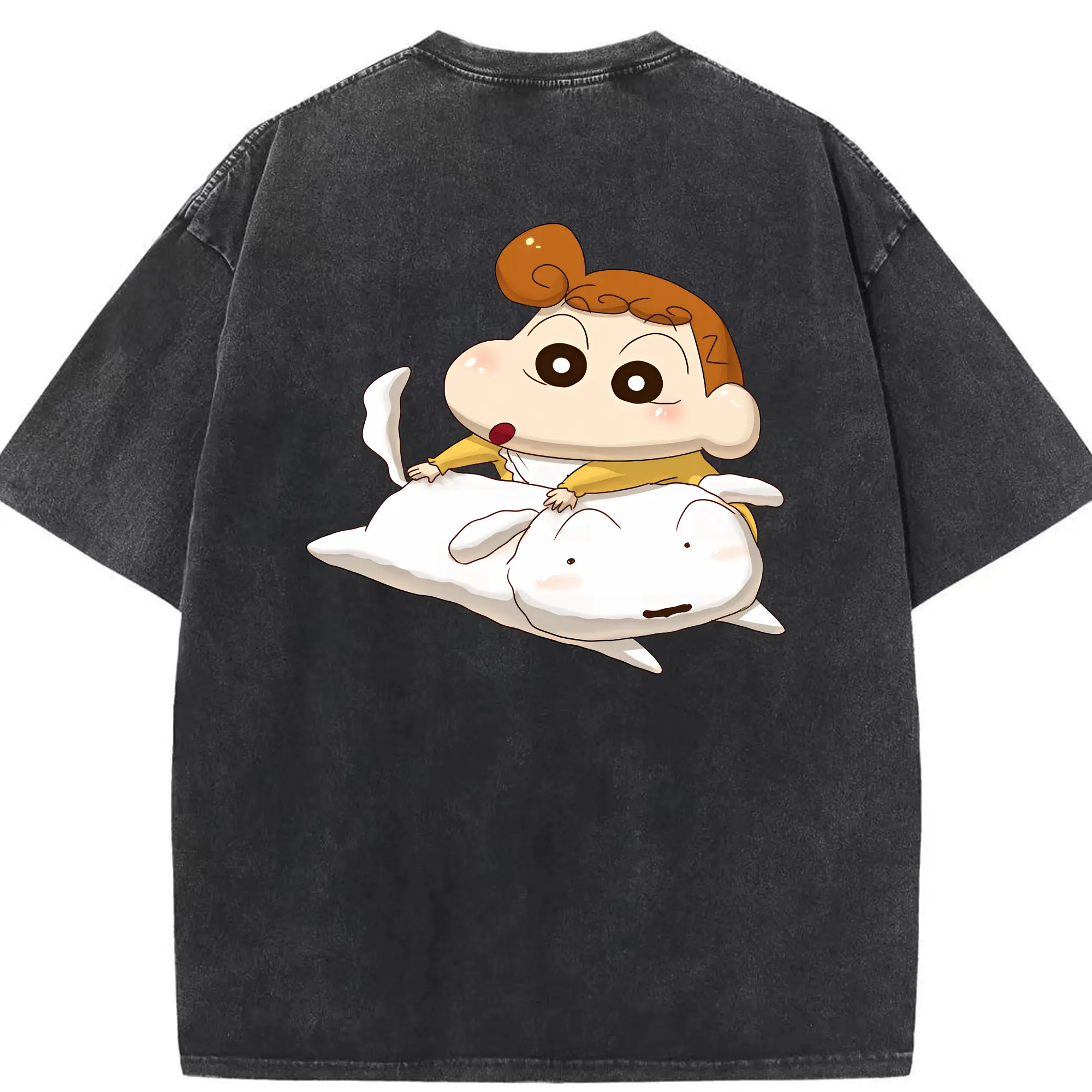 クレヨンしんちゃん グッズ シロ - 綿100％ ヴィンテージ風 半袖Tシャツ ・ 背面プリント ・ 柔らか肌触り ・ 通気性 快適 ・ スポーツ カジュアル 外出用
