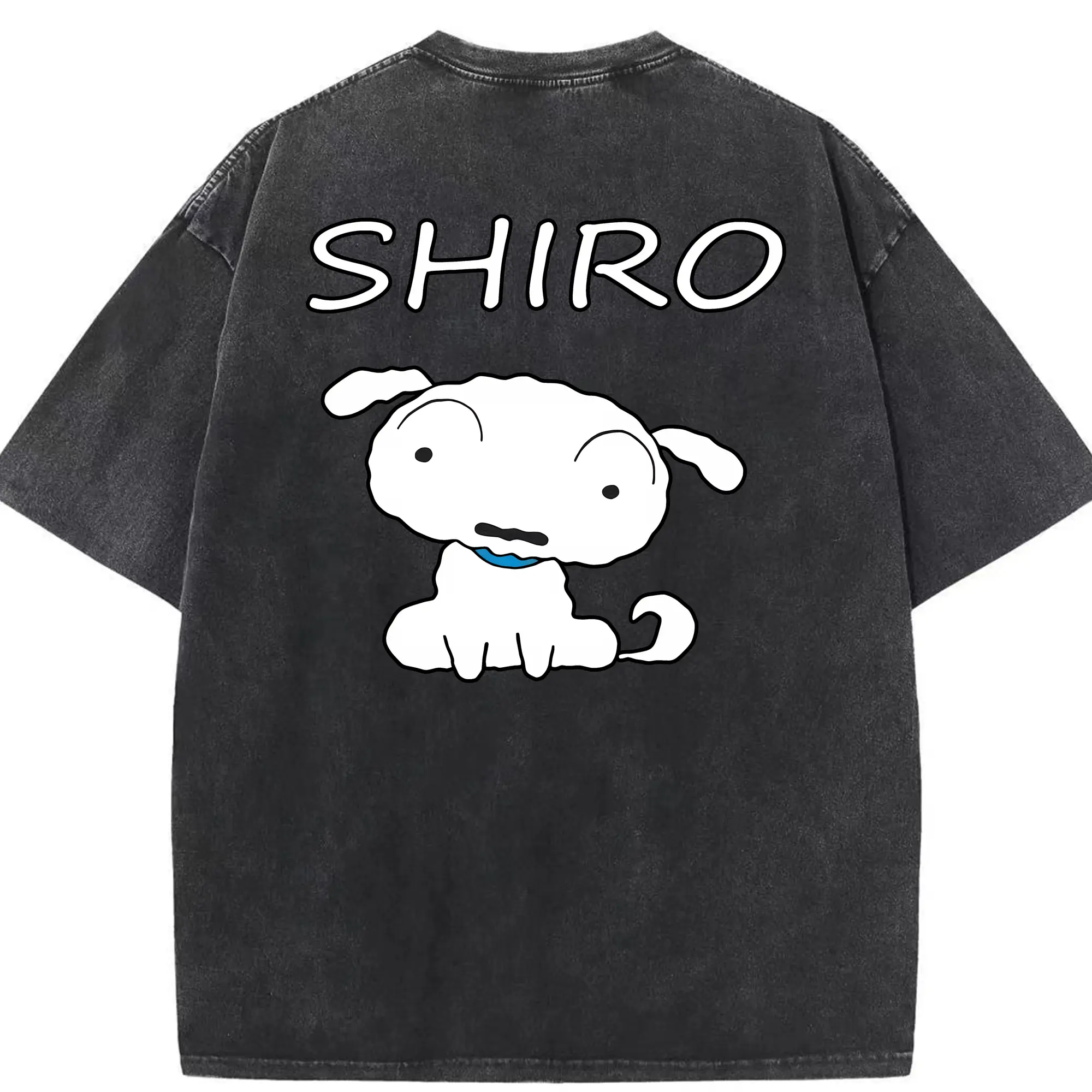 クレヨンしんちゃん グッズ シロ - 綿100％ ヴィンテージ風 半袖Tシャツ ・ 背面プリント ・ 柔らか肌触り ・ 通気性 快適 ・ スポーツ カジュアル 外出用