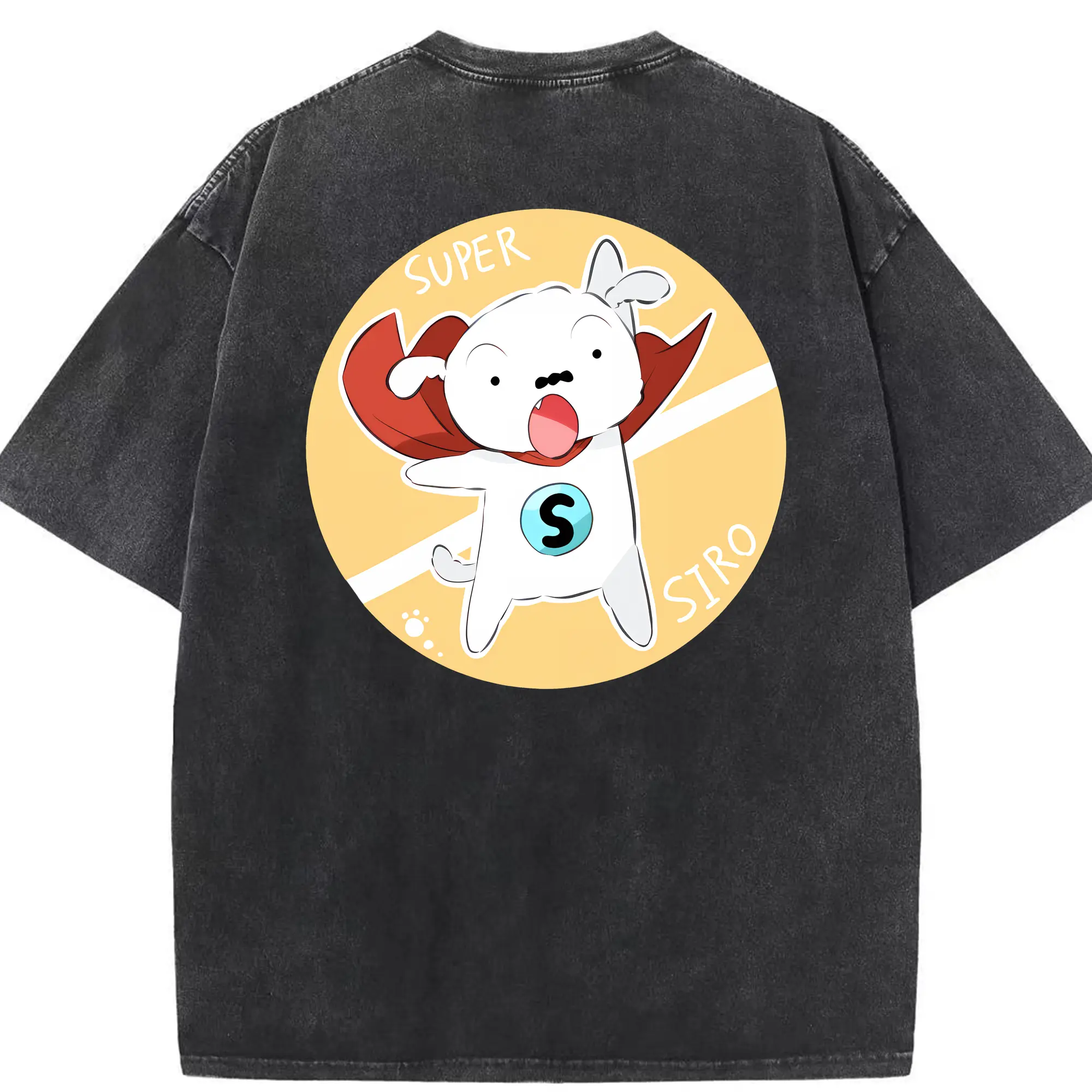 クレヨンしんちゃん グッズ シロ - 綿100％ ヴィンテージ風 半袖Tシャツ ・ 背面プリント ・ 柔らか肌触り ・ 通気性 快適 ・ スポーツ カジュアル 外出用