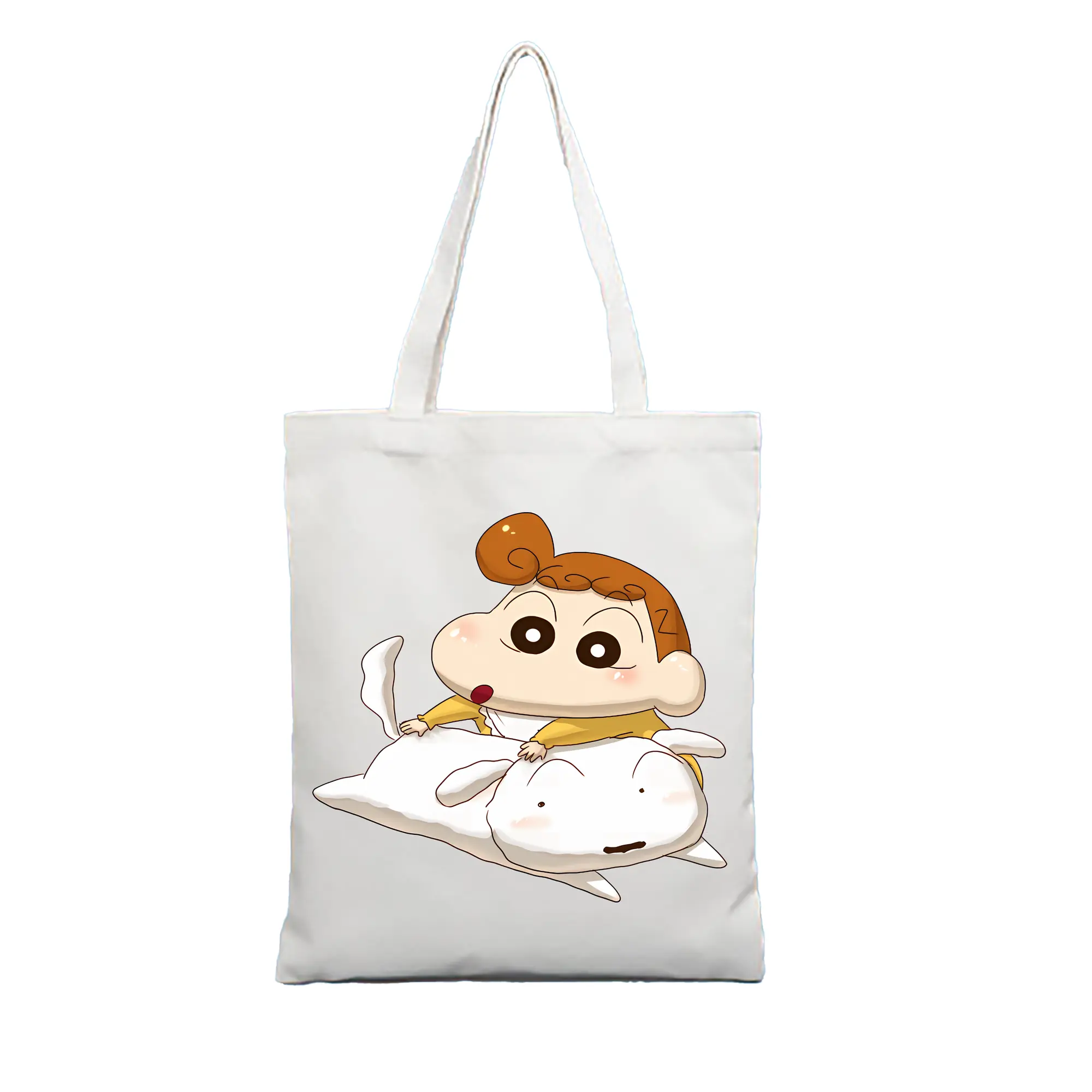 クレヨンしんちゃん グッズ シロ - 縦型キャンバス手提げバッグ（トートバッグ） ・ キャンバス素材 ・ ショッピング用 ・ 軽量 丈夫 お手入れ簡単