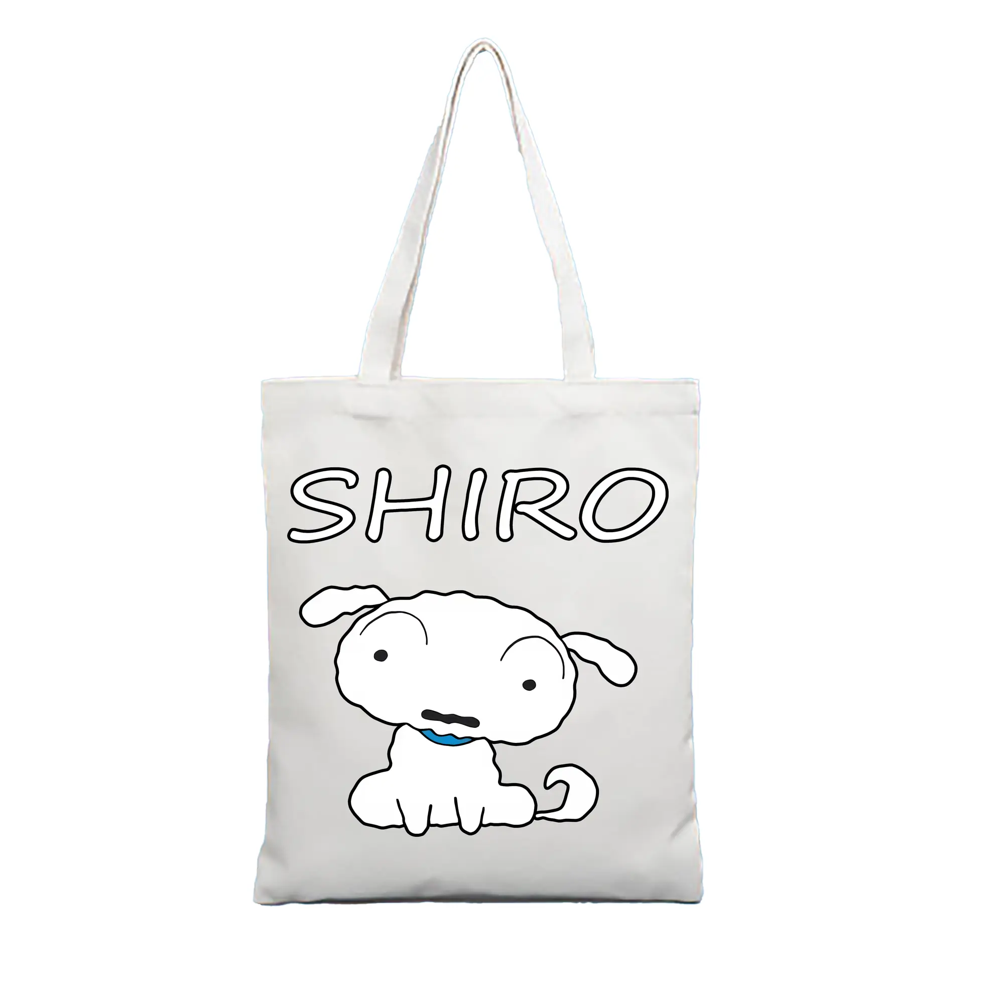 クレヨンしんちゃん グッズ シロ - 縦型キャンバス手提げバッグ（トートバッグ） ・ キャンバス素材 ・ ショッピング用 ・ 軽量 丈夫 お手入れ簡単