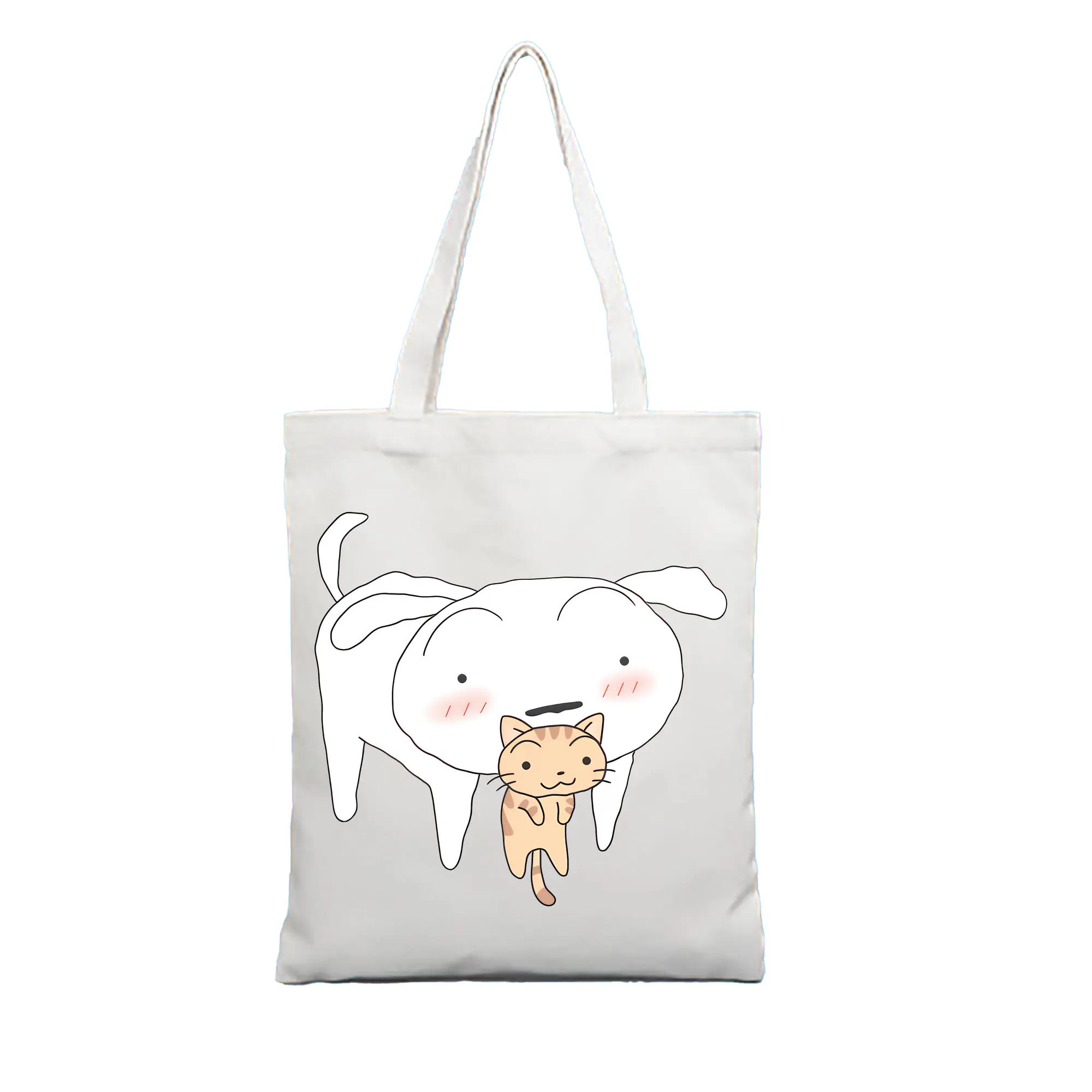 クレヨンしんちゃん グッズ シロ - 縦型キャンバス手提げバッグ（トートバッグ） ・ キャンバス素材 ・ ショッピング用 ・ 軽量 丈夫 お手入れ簡単