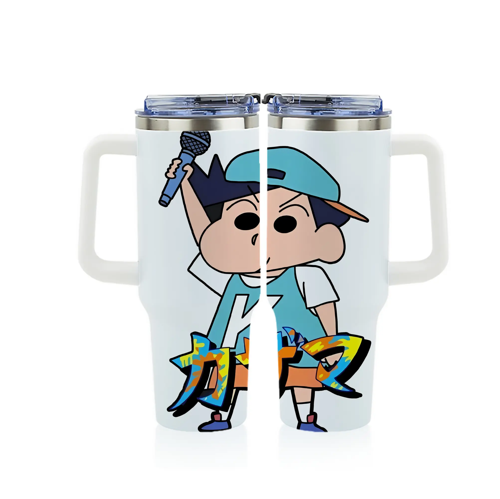 クレヨンしんちゃん グッズ 風間 とおる - 1200mL フルプリント車用タンブラー ・ 304ステンレス 内側 ・ 201ステンレス 外側 ・ 保温 保冷 ・ 通勤 ドライブ アウトドア用