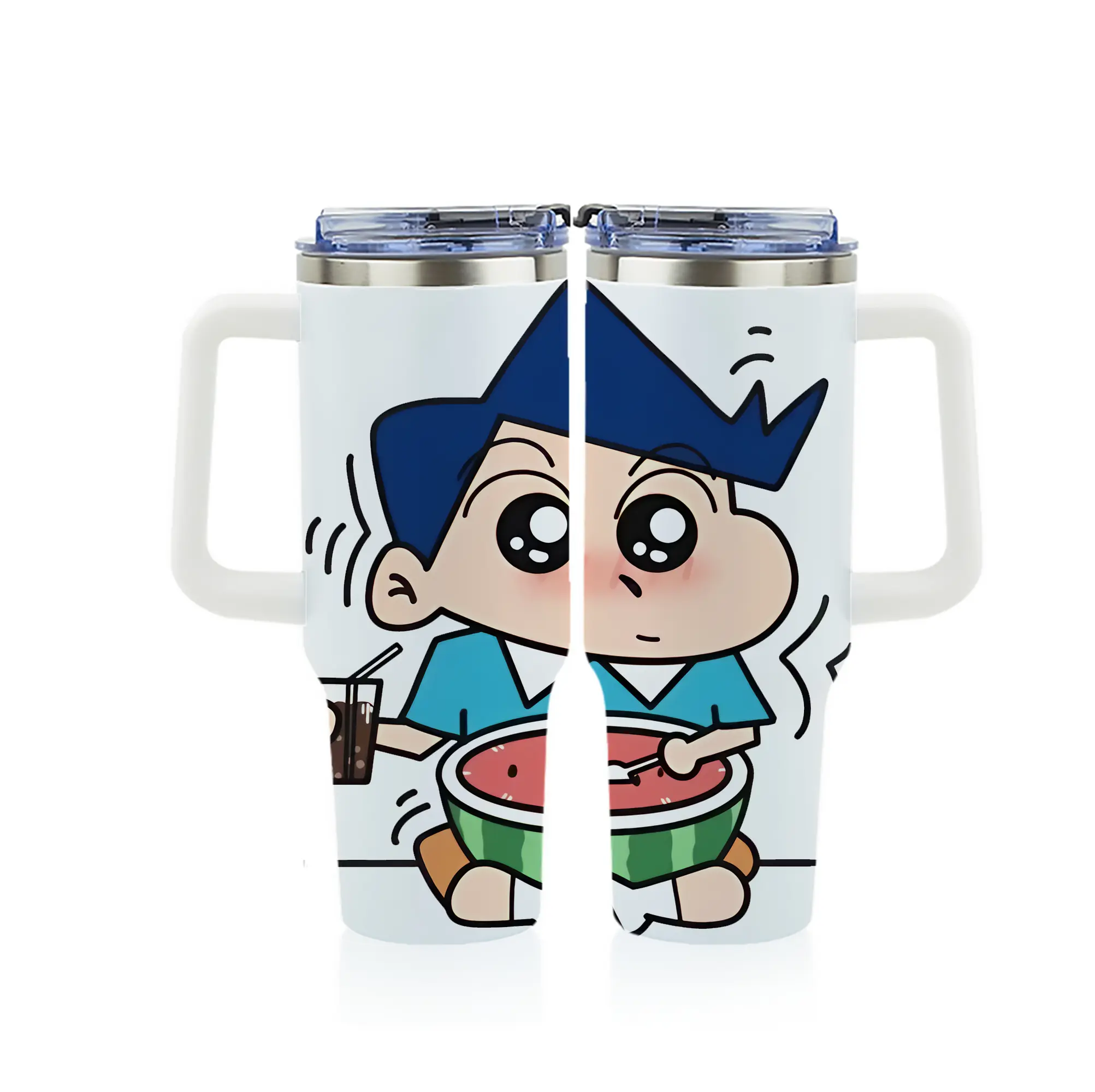 クレヨンしんちゃん グッズ 風間 とおる - 1200mL フルプリント車用タンブラー ・ 304ステンレス 内側 ・ 201ステンレス 外側 ・ 保温 保冷 ・ 通勤 ドライブ アウトドア用