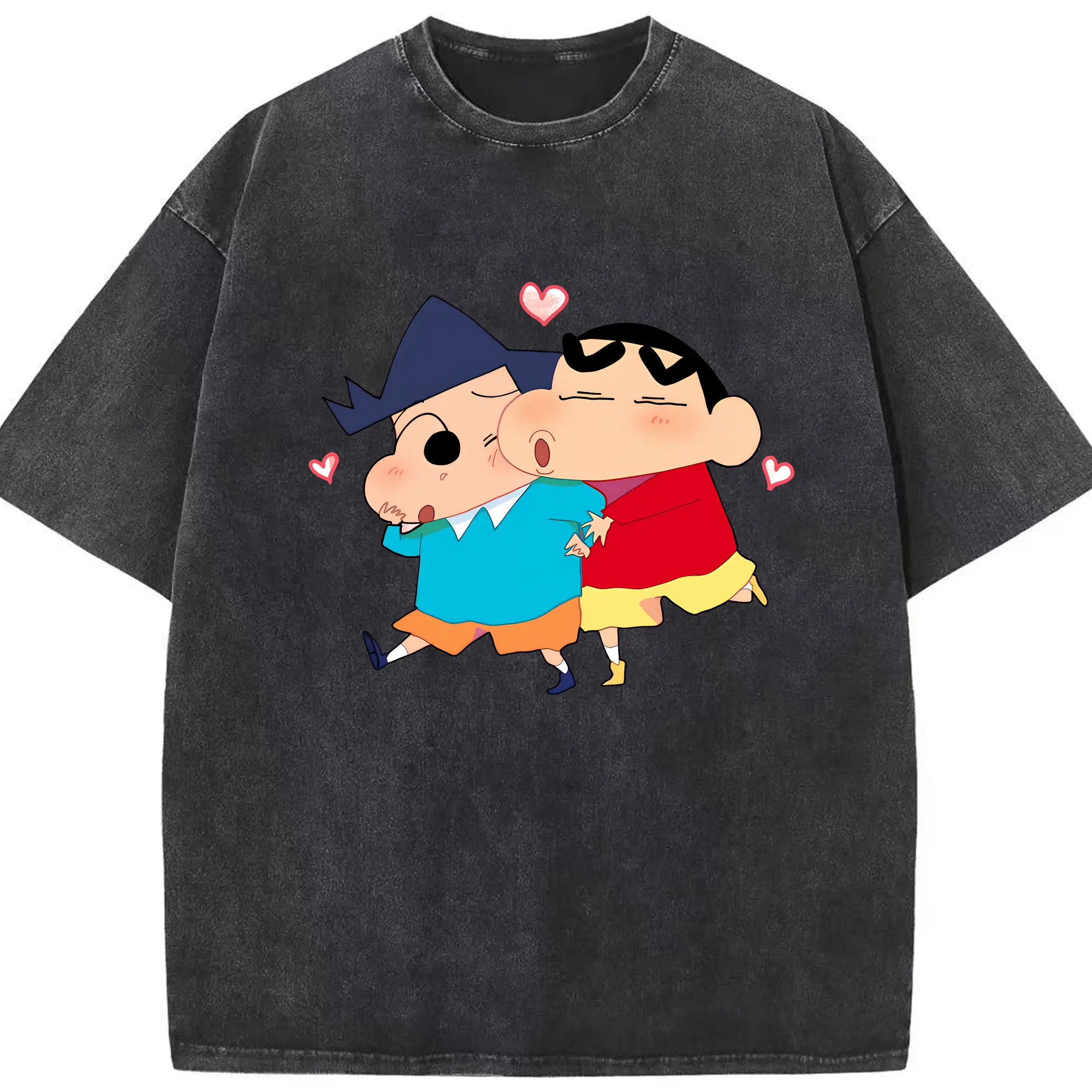 クレヨンしんちゃん グッズ 風間 とおる - 綿100％ ヴィンテージ風 半袖Tシャツ ・ フロントプリント ・ 柔らか肌触り ・ 通気性 快適 ・ スポーツ カジュアル 外出用