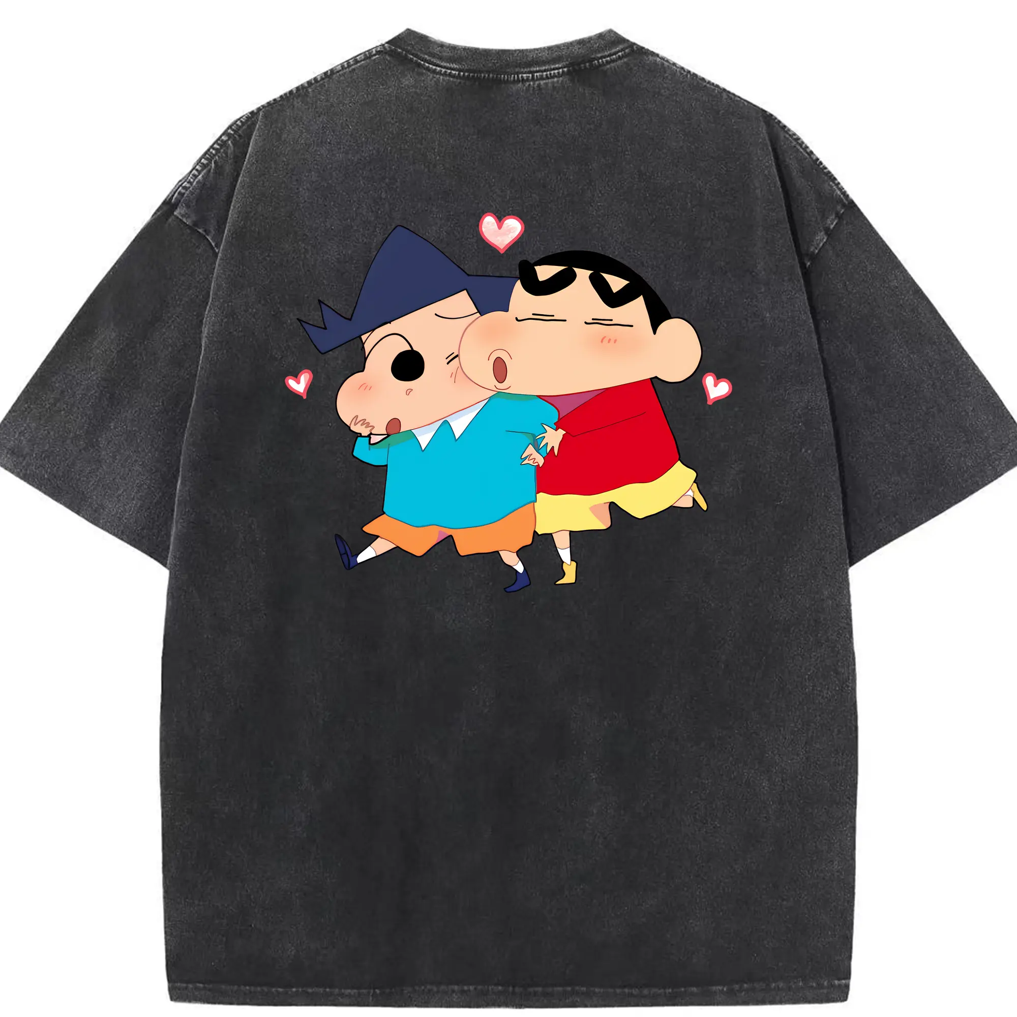 クレヨンしんちゃん グッズ 風間 とおる - 綿100％ ヴィンテージ風 半袖Tシャツ ・ 背面プリント ・ 柔らか肌触り ・ 通気性 快適 ・ スポーツ カジュアル 外出用