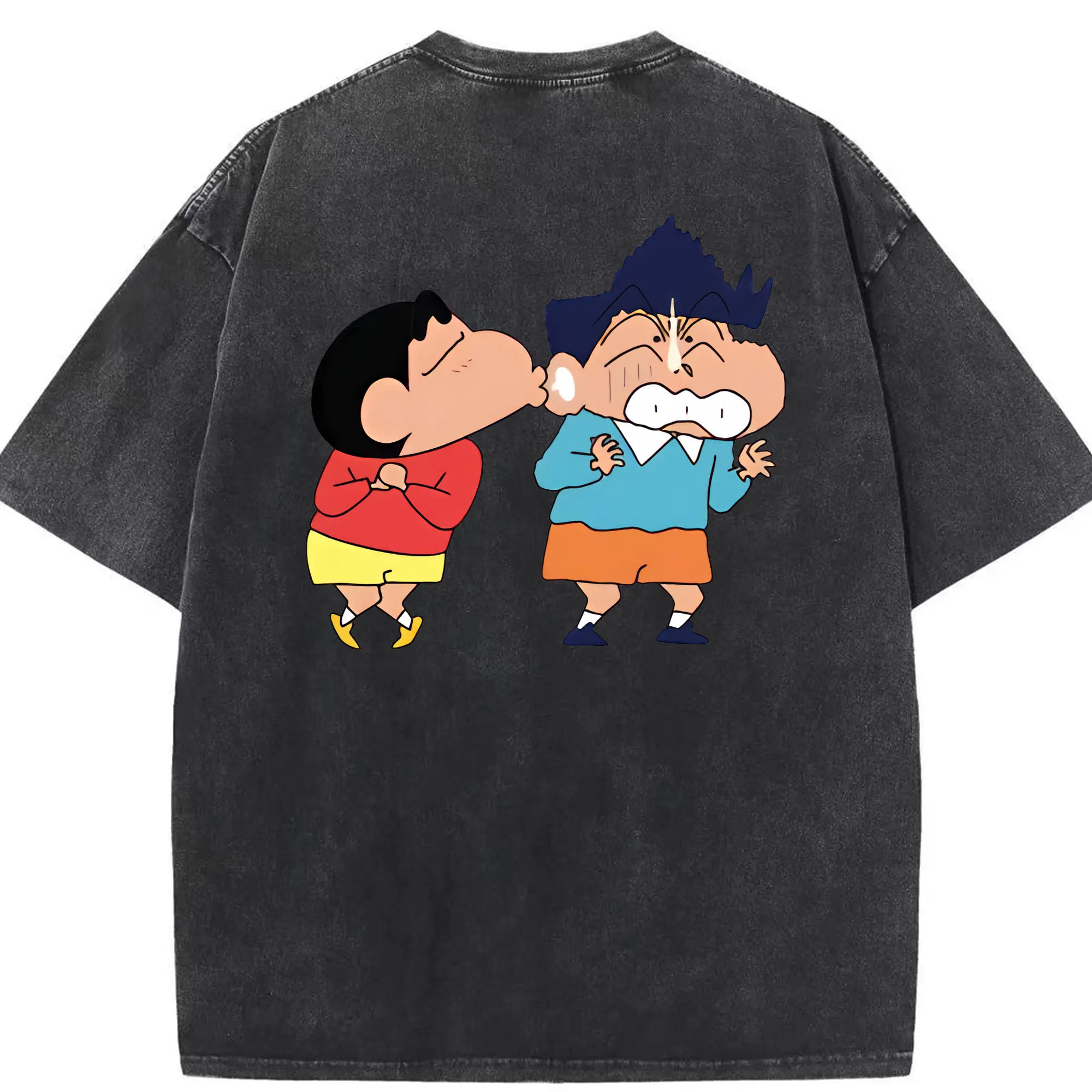 クレヨンしんちゃん グッズ 風間 とおる - 綿100％ ヴィンテージ風 半袖Tシャツ ・ 背面プリント ・ 柔らか肌触り ・ 通気性 快適 ・ スポーツ カジュアル 外出用