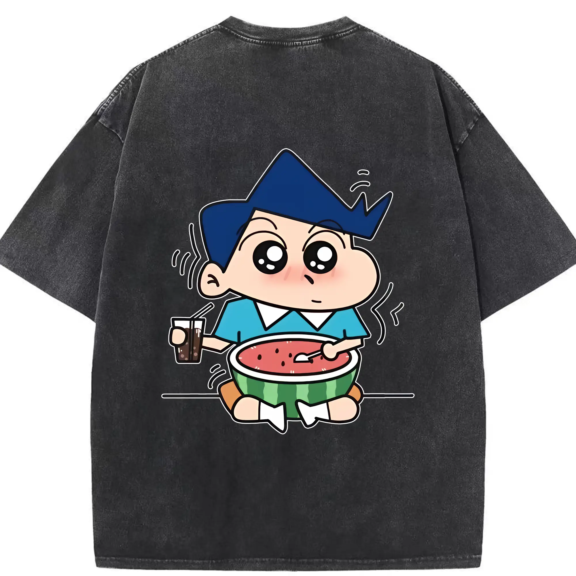 クレヨンしんちゃん グッズ 風間 とおる - 綿100％ ヴィンテージ風 半袖Tシャツ ・ 背面プリント ・ 柔らか肌触り ・ 通気性 快適 ・ スポーツ カジュアル 外出用