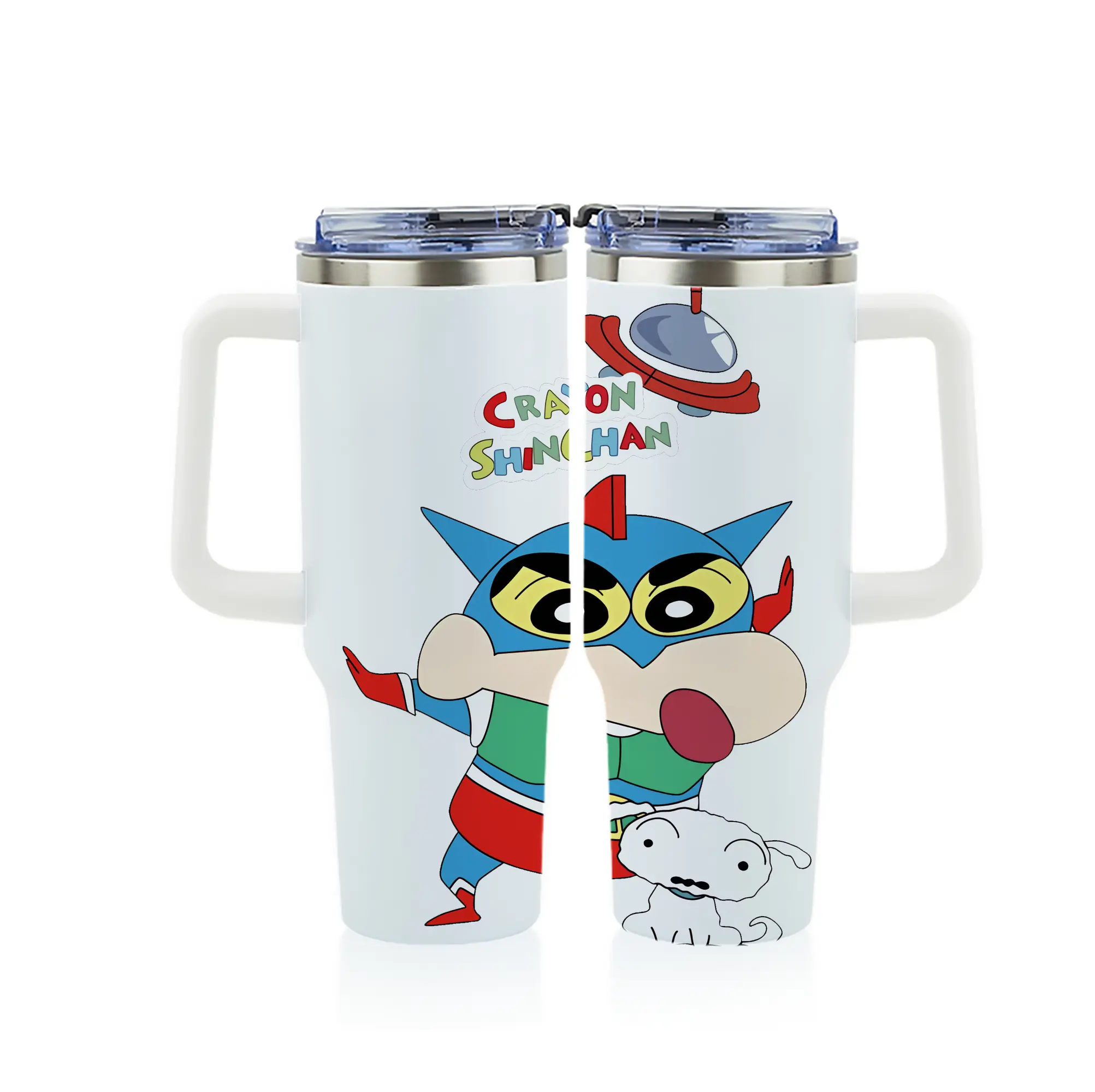 クレヨンしんちゃん グッズ アクション仮面 - 1200mL フルプリント車用タンブラー ・ 304ステンレス 内側 ・ 201ステンレス 外側 ・ 保温 保冷 ・ 通勤 ドライブ アウトドア用