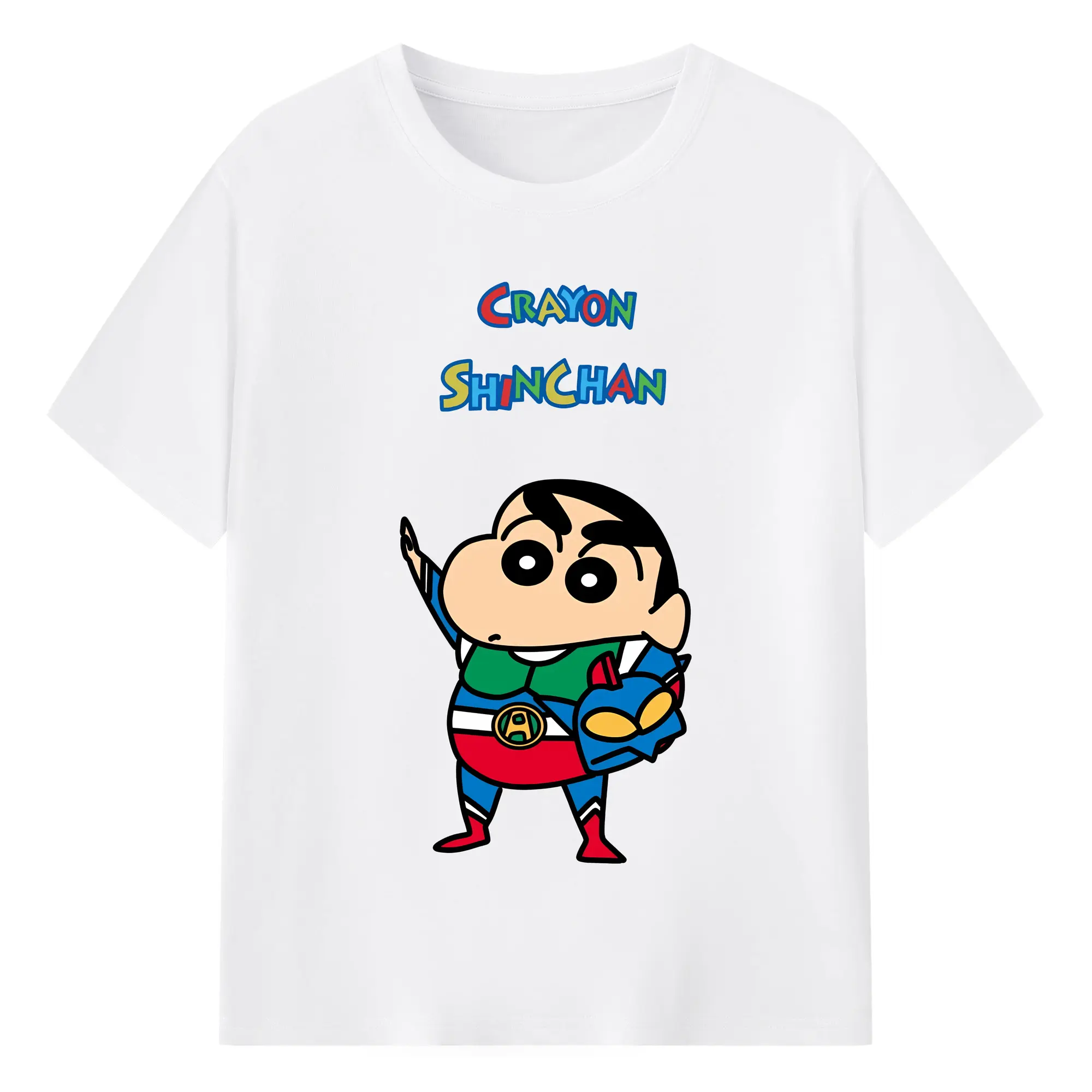 クレヨンしんちゃん グッズ アクション仮面 - 綿100％ 半袖Tシャツ ・ フロントプリント ・ 快適 通気性 ・ 日常使い 散歩 スポーツ用