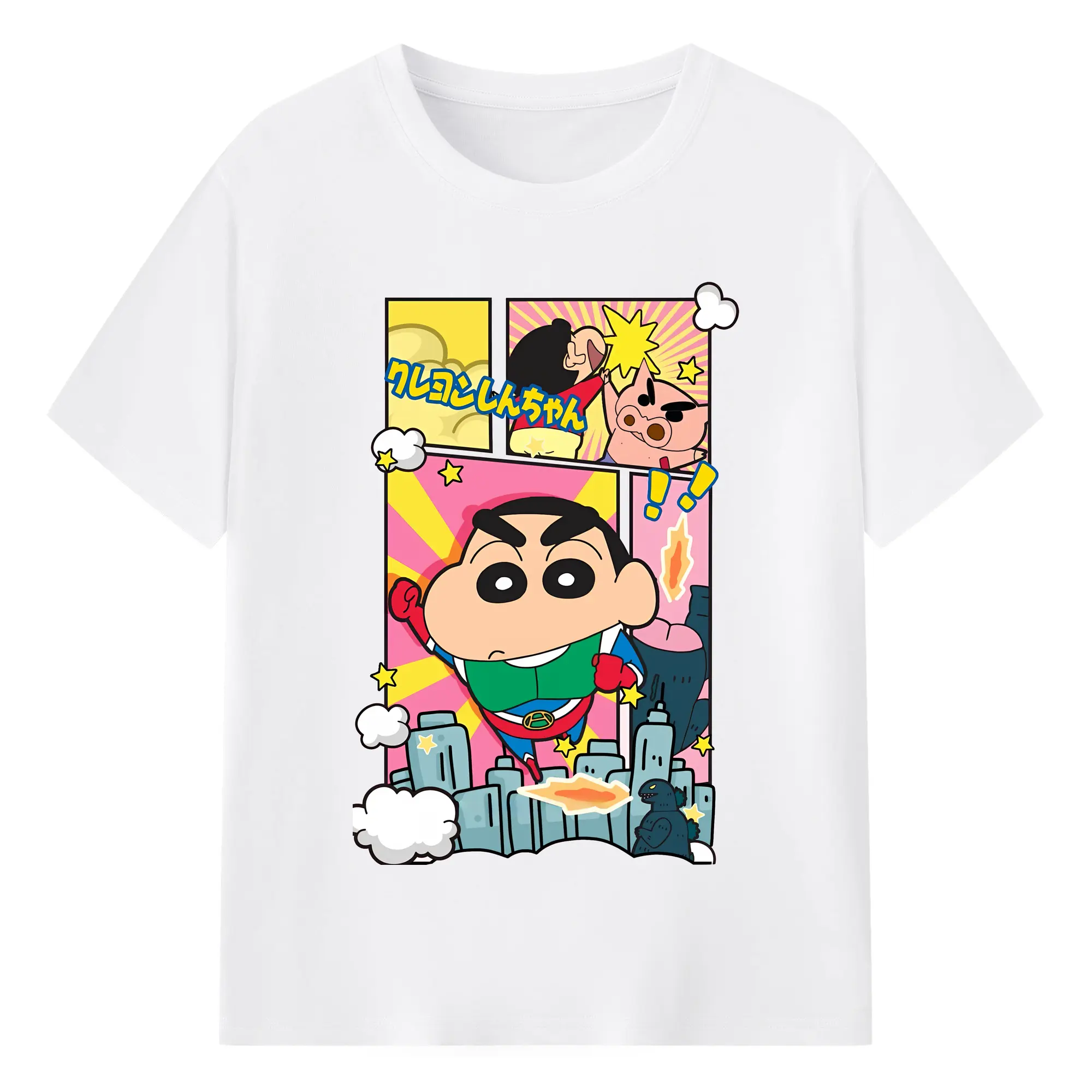 クレヨンしんちゃん グッズ アクション仮面 - 綿100％ 半袖Tシャツ ・ フロントプリント ・ 快適 通気性 ・ 日常使い 散歩 スポーツ用