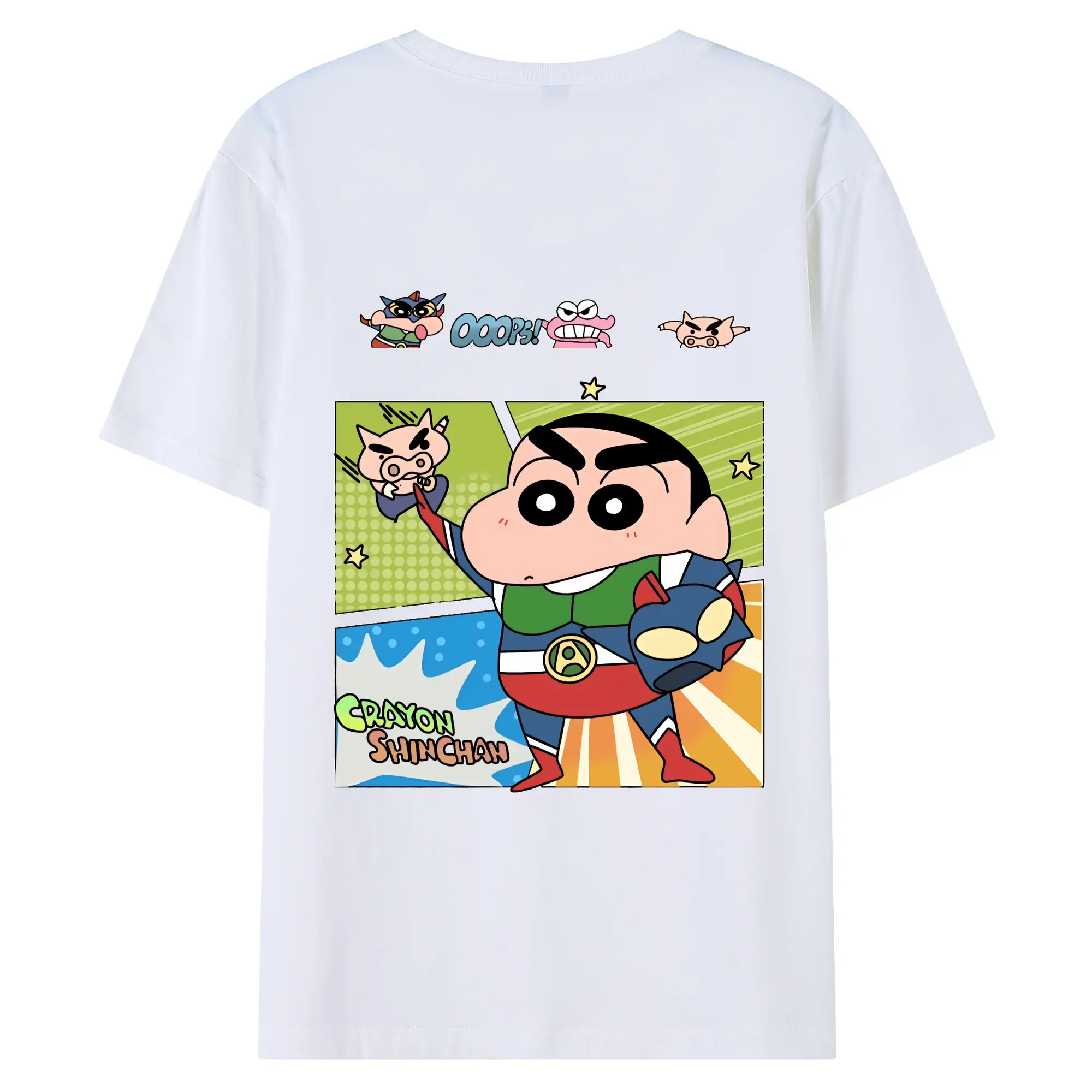 クレヨンしんちゃん グッズ アクション仮面 - 綿100％ 半袖Tシャツ ・ バックプリント ・ 快適 通気性 ・ 日常使い 散歩 スポーツ用