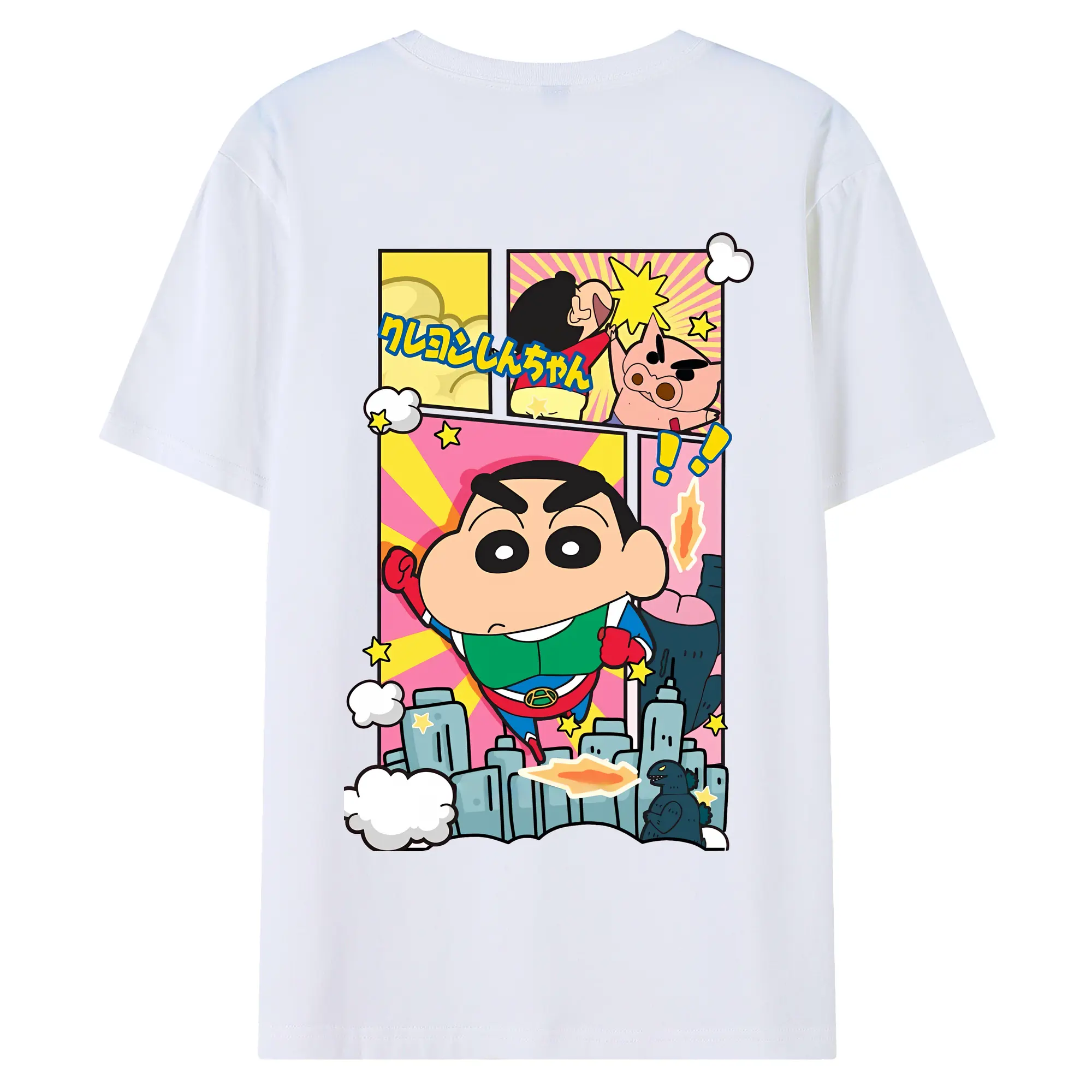 クレヨンしんちゃん グッズ アクション仮面 - 綿100％ 半袖Tシャツ ・ バックプリント ・ 快適 通気性 ・ 日常使い 散歩 スポーツ用