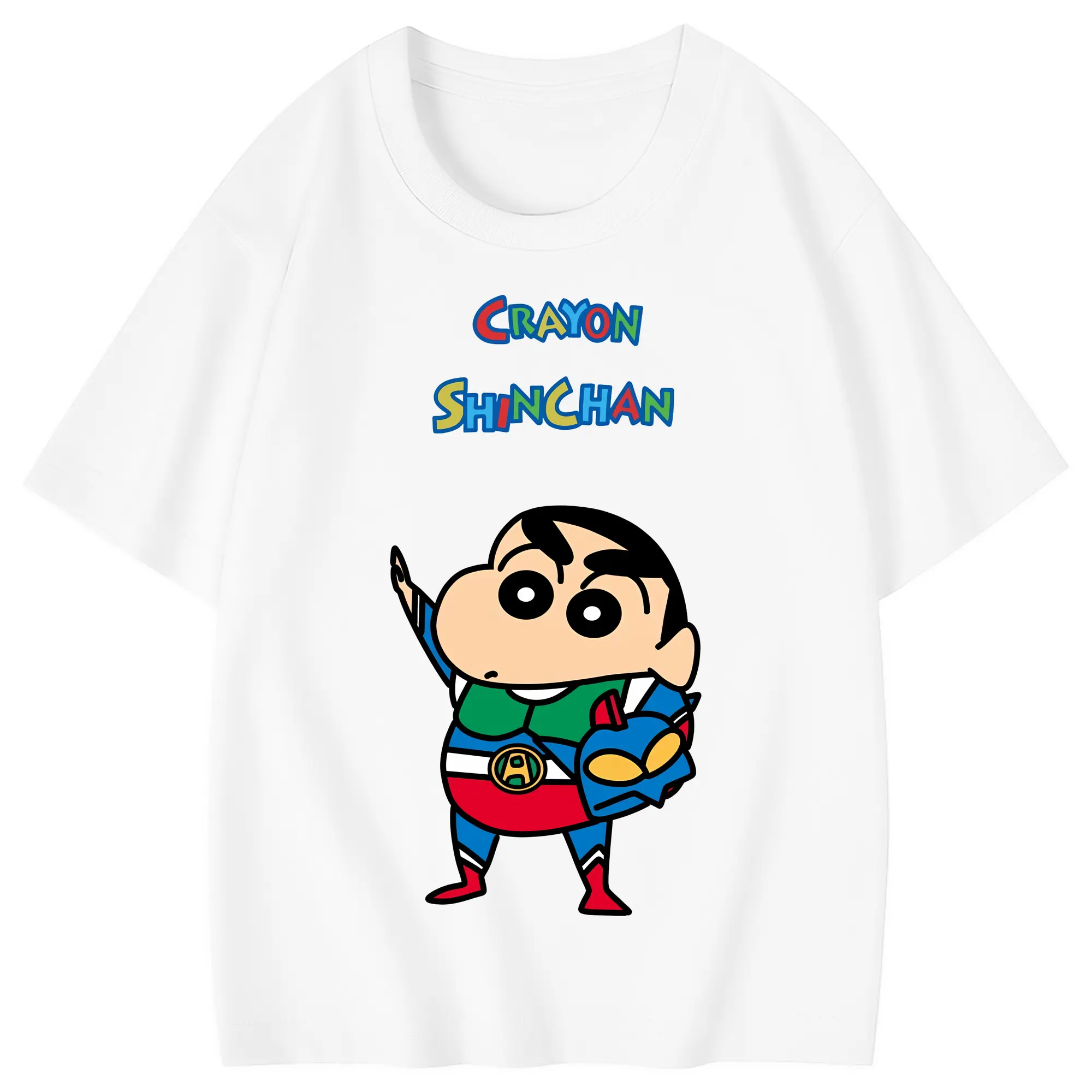 クレヨンしんちゃん グッズ アクション仮面 - 綿100％ キッズTシャツ ・ フロントプリント ・ 快適 通気性 ・ スポーツ カジュアル 散歩用