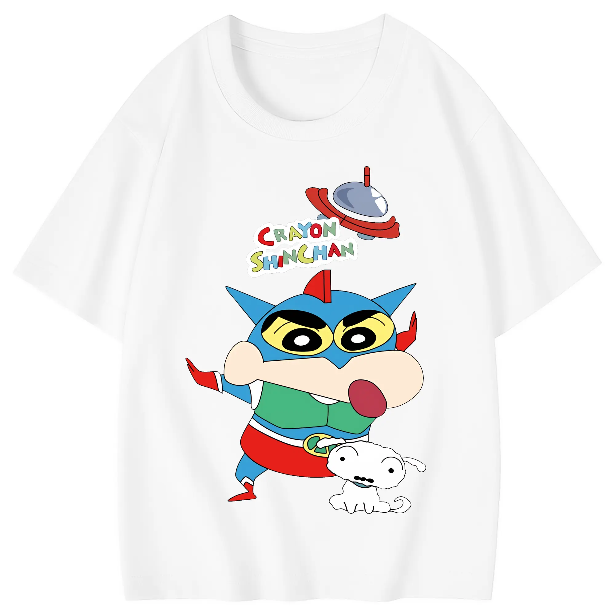 クレヨンしんちゃん グッズ アクション仮面 - 綿100％ キッズTシャツ ・ フロントプリント ・ 快適 通気性 ・ スポーツ カジュアル 散歩用