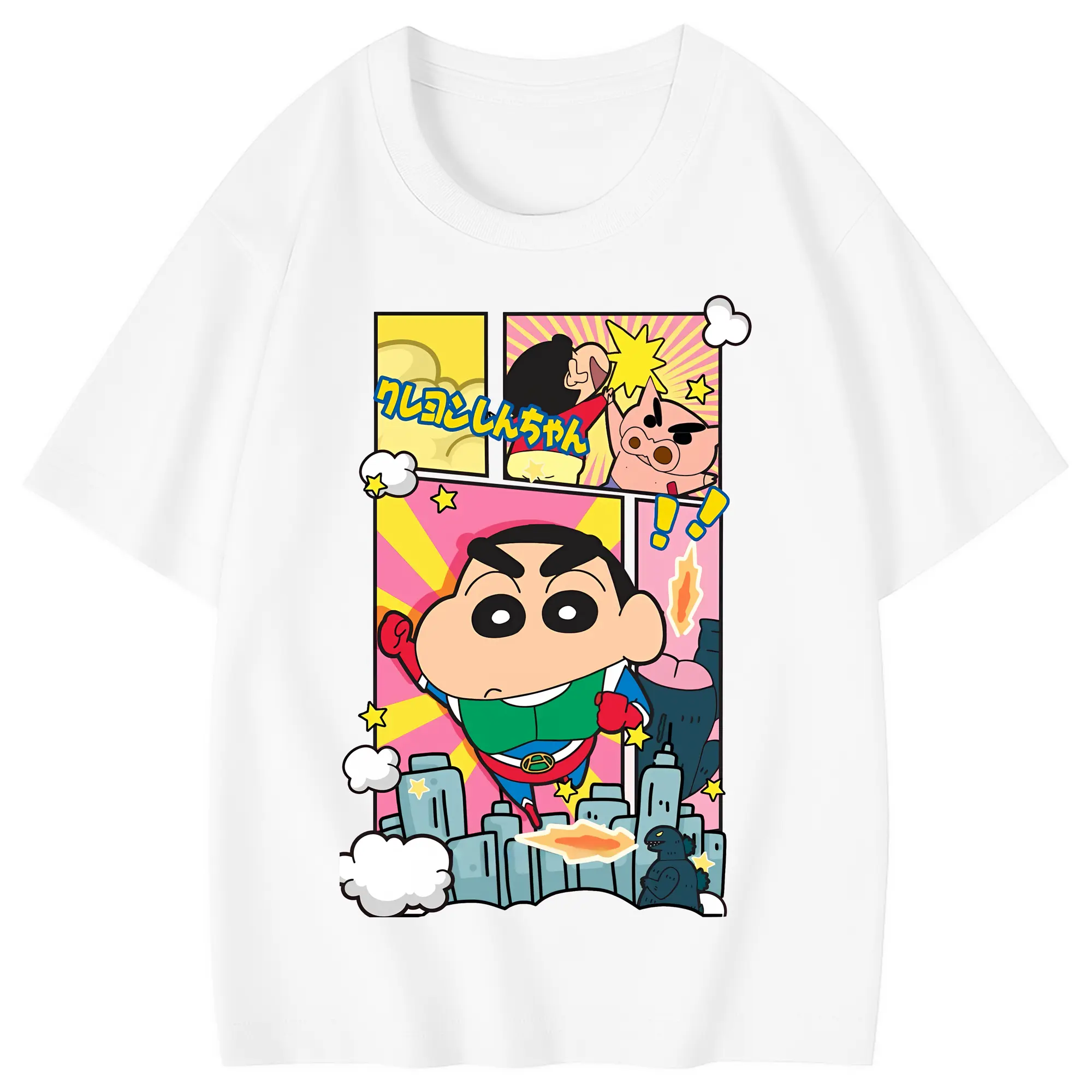 クレヨンしんちゃん グッズ アクション仮面 - 綿100％ キッズTシャツ ・ フロントプリント ・ 快適 通気性 ・ スポーツ カジュアル 散歩用