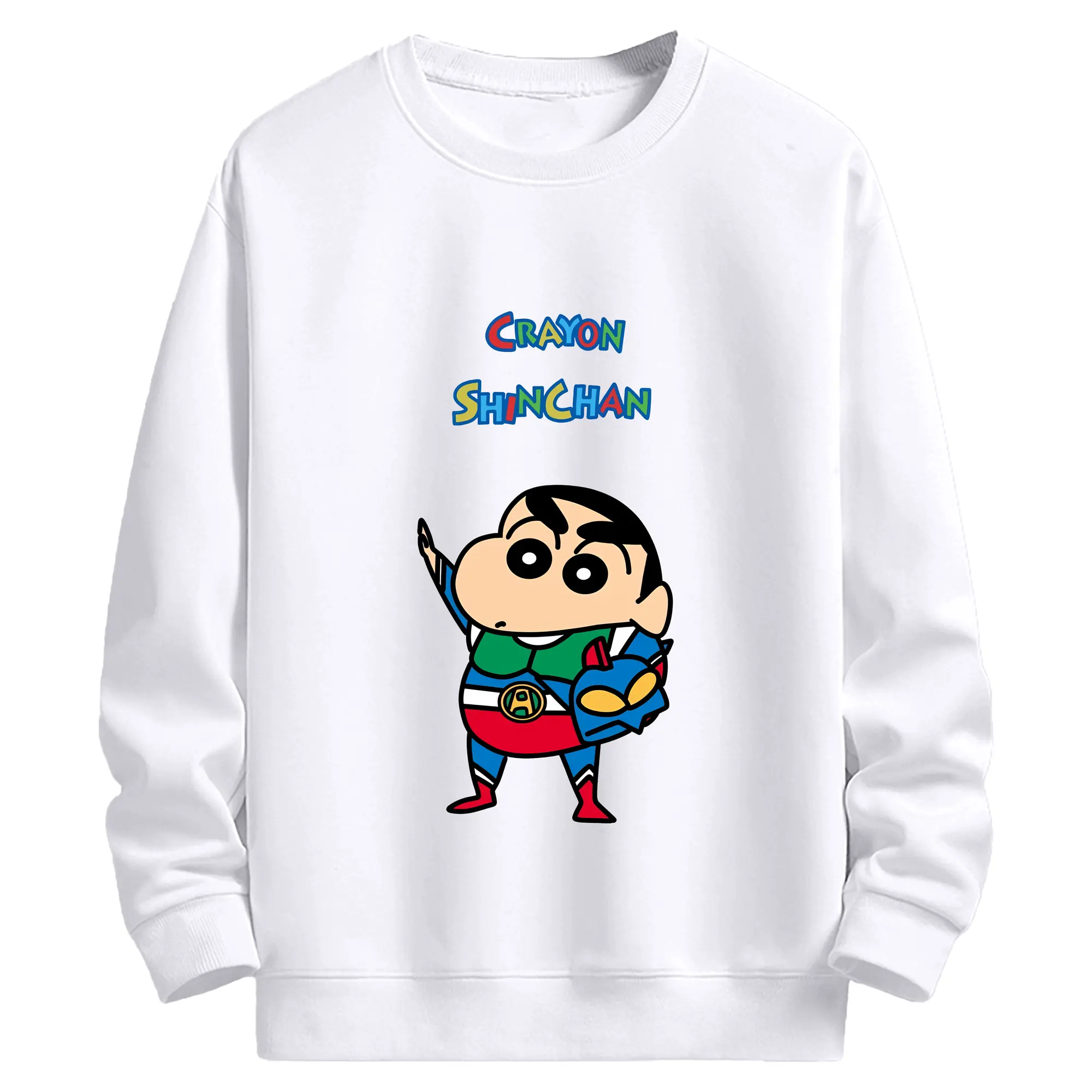 クレヨンしんちゃん グッズ アクション仮面 - 高品質 クルーネック スウェット ・ コットン59％ ポリエステル41％ ・ ユニセックス 長袖 トレーナー ・ カジュアル デイリー スポーツ 散歩用