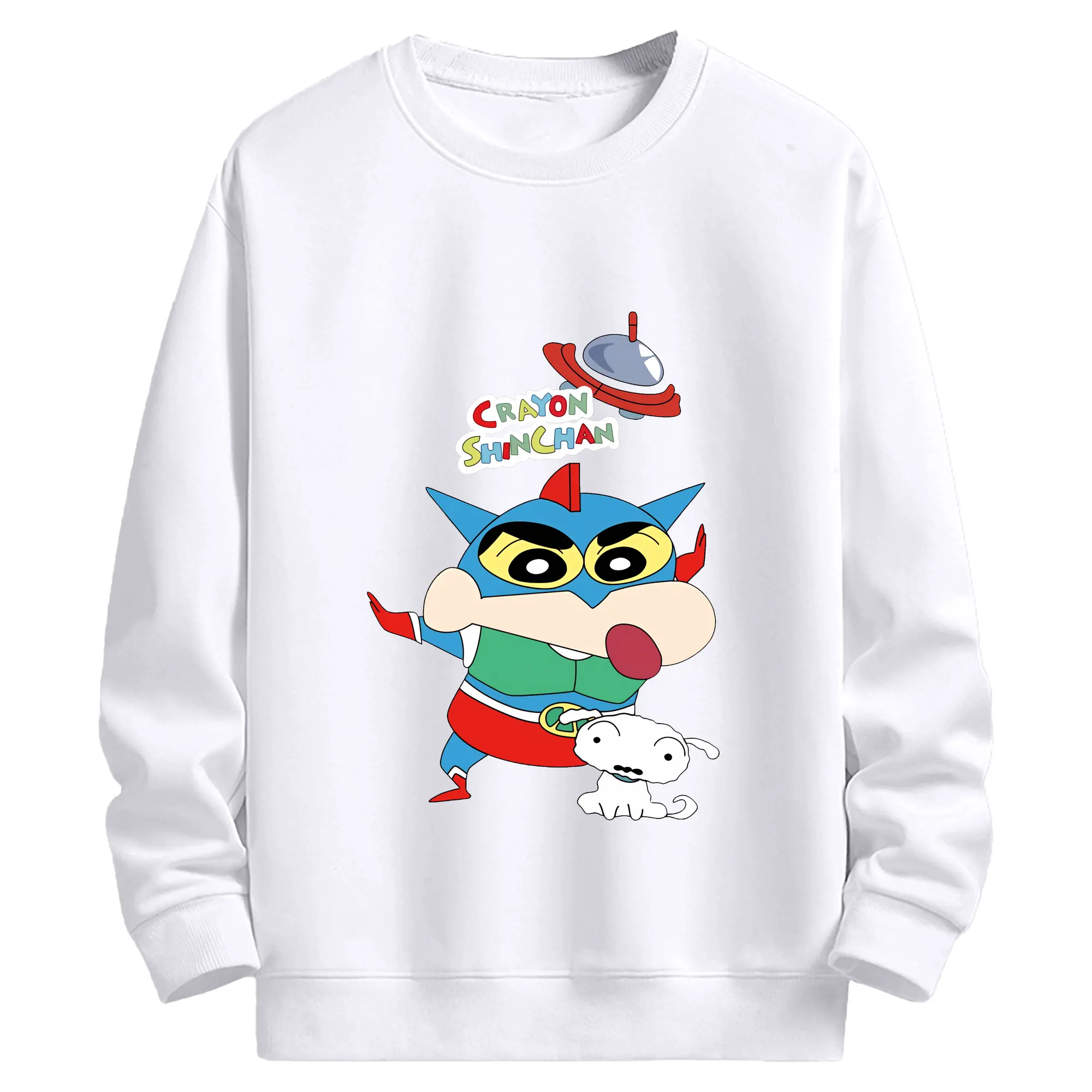 クレヨンしんちゃん グッズ アクション仮面 - 高品質 クルーネック スウェット ・ コットン59％ ポリエステル41％ ・ ユニセックス 長袖 トレーナー ・ カジュアル デイリー スポーツ 散歩用