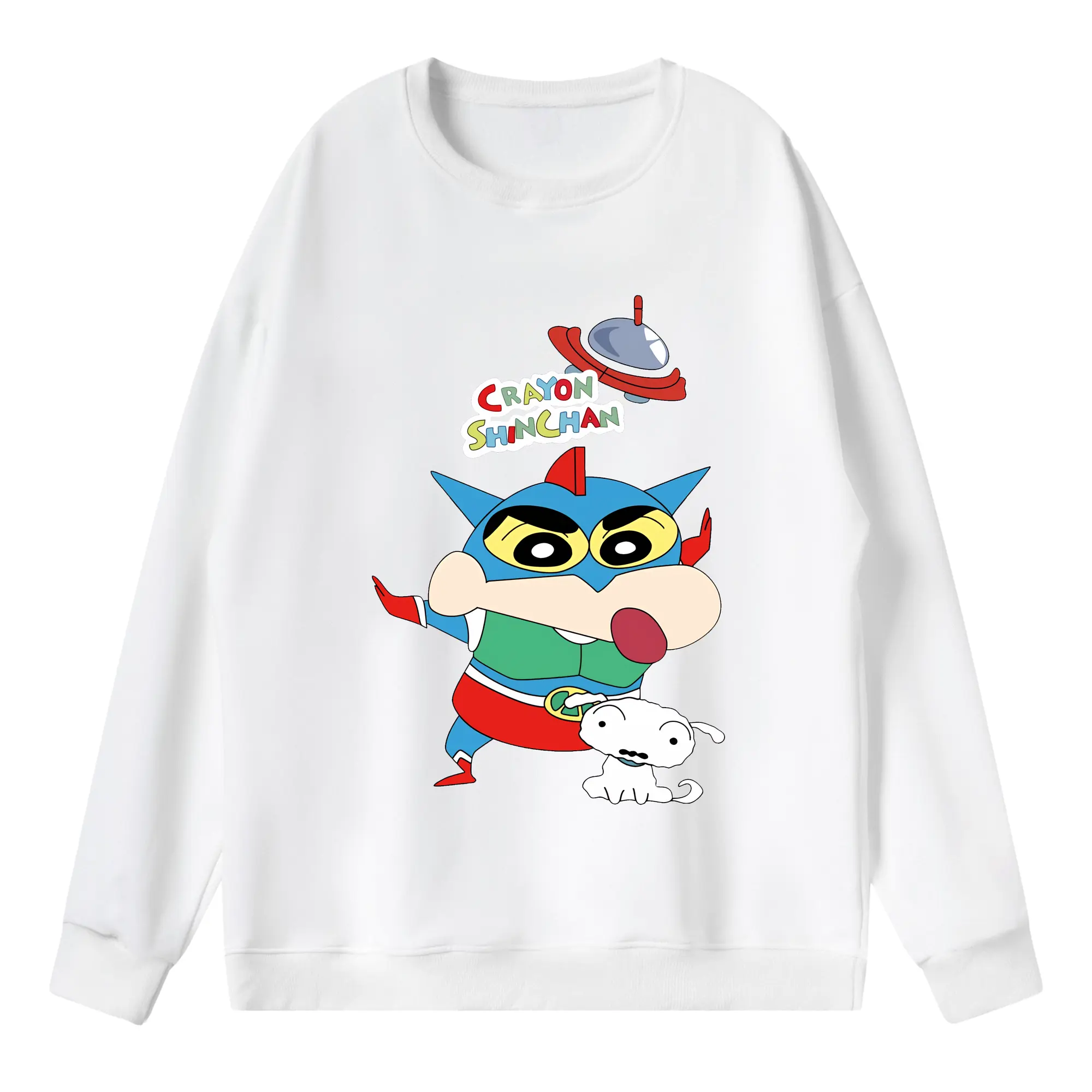 クレヨンしんちゃん グッズ アクション仮面 - 薄手 クルーネック スウェット 裏毛260g · ポリエステル 春秋向け カジュアル 男女兼用 · トレーナー デイリー スポーツ 散歩に最適