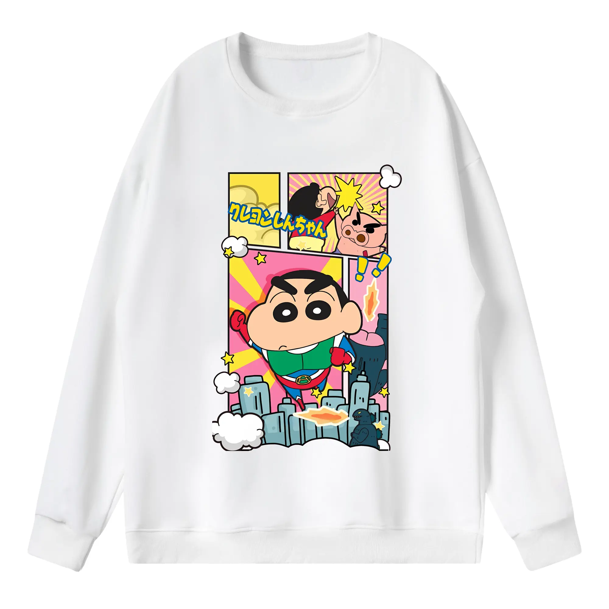 クレヨンしんちゃん グッズ アクション仮面 - 薄手 クルーネック スウェット 裏毛260g · ポリエステル 春秋向け カジュアル 男女兼用 · トレーナー デイリー スポーツ 散歩に最適