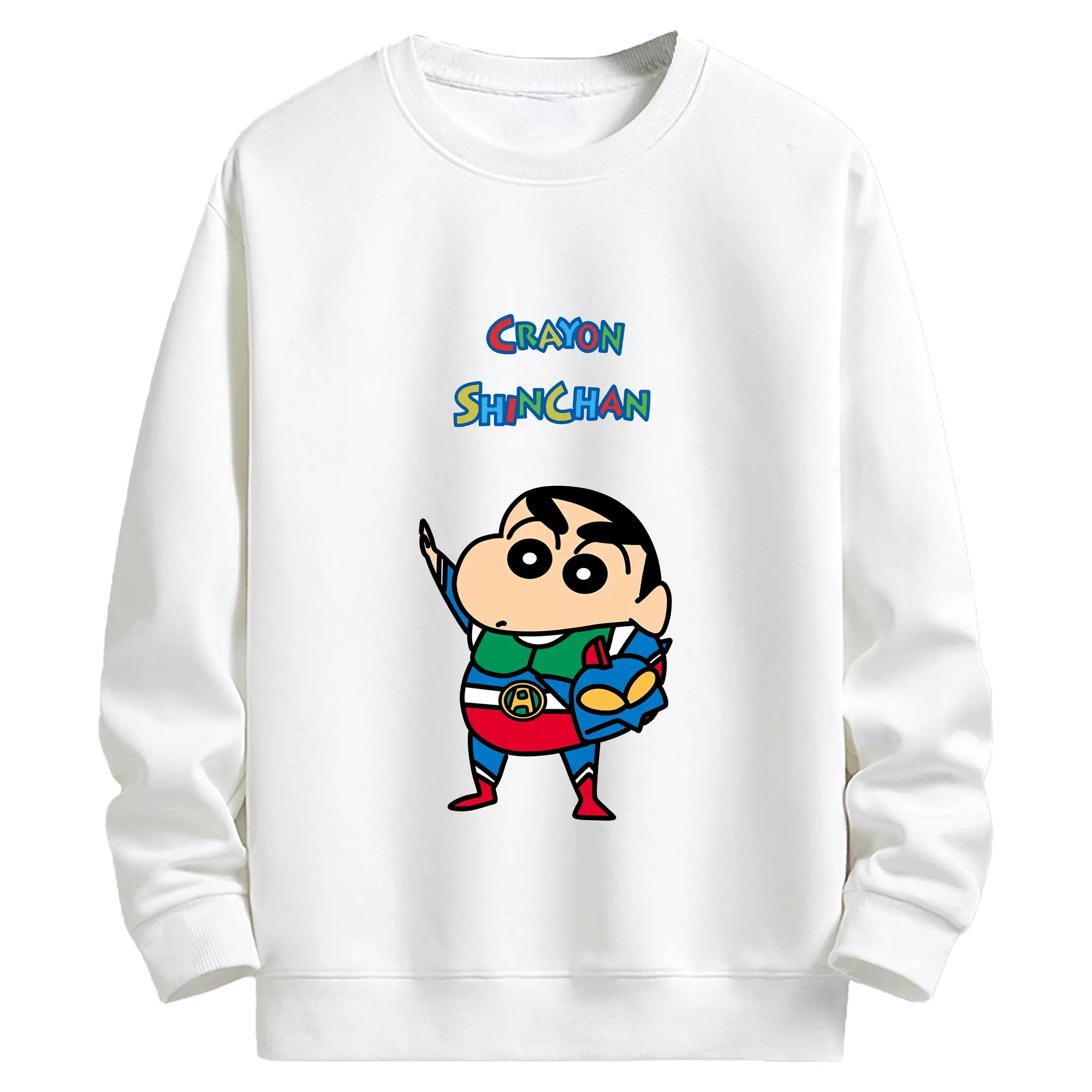 クレヨンしんちゃん グッズ アクション仮面 - キッズ クルーネックスウェットシャツ ・ フロントプリント ・ 綿80％ ポリエステル20％ ・ 快適 通学 スポーツ 日常使い お散歩用