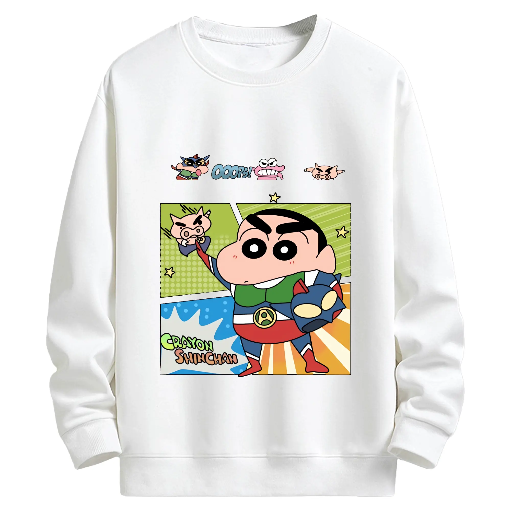 クレヨンしんちゃん グッズ アクション仮面 - キッズ クルーネックスウェットシャツ ・ フロントプリント ・ 綿80％ ポリエステル20％ ・ 快適 通学 スポーツ 日常使い お散歩用