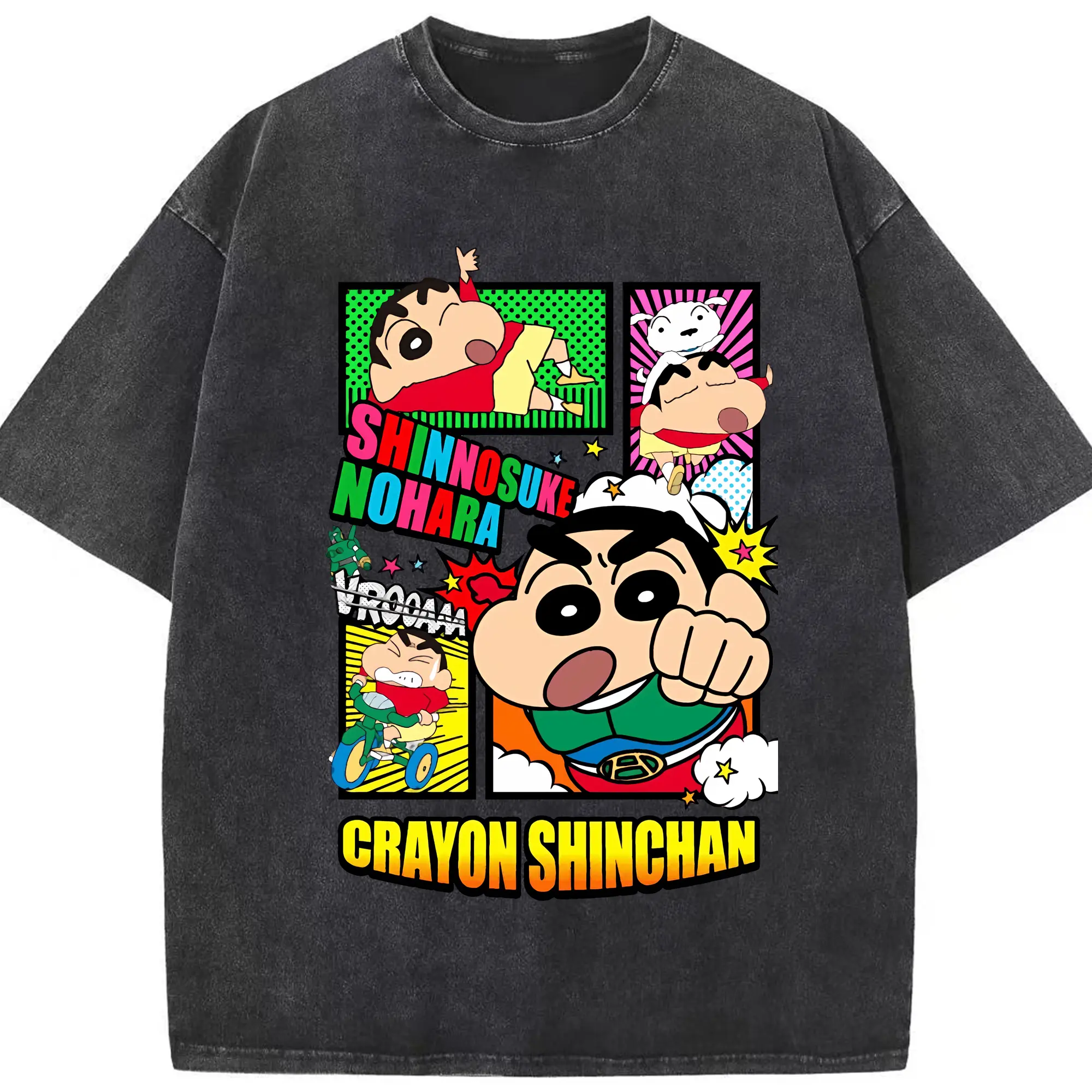クレヨンしんちゃん グッズ アクション仮面 - 綿100％ ヴィンテージ風 半袖Tシャツ ・ フロントプリント ・ 柔らか肌触り ・ 通気性 快適 ・ スポーツ カジュアル 外出用