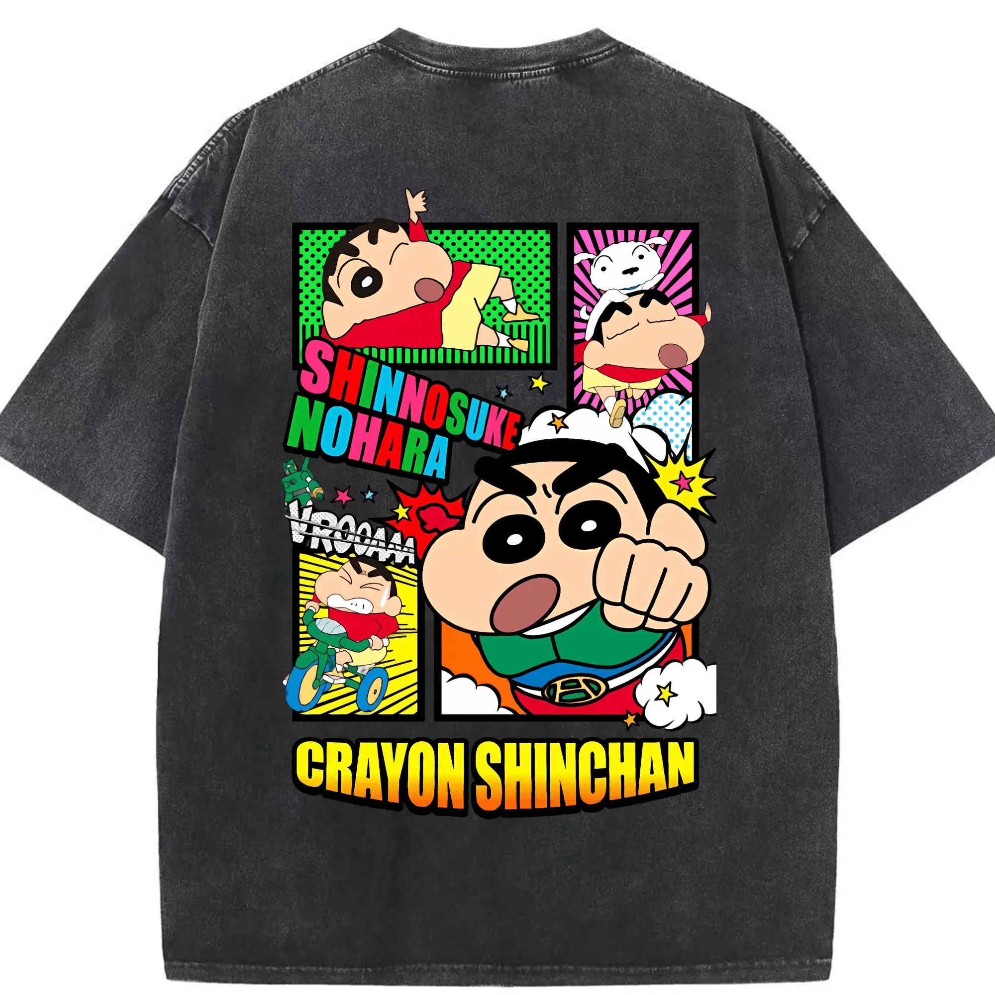 クレヨンしんちゃん グッズ アクション仮面 - 綿100％ ヴィンテージ風 半袖Tシャツ ・ 背面プリント ・ 柔らか肌触り ・ 通気性 快適 ・ スポーツ カジュアル 外出用
