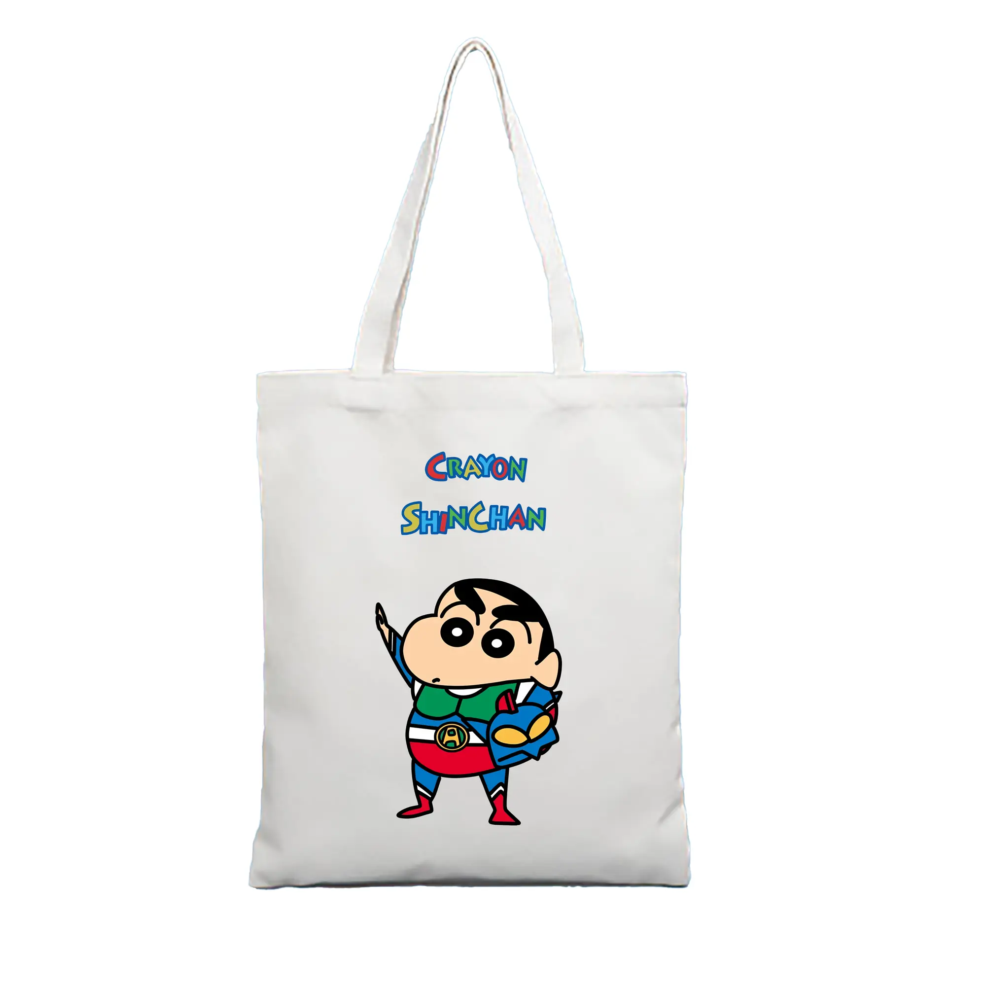 クレヨンしんちゃん グッズ アクション仮面 - 縦型キャンバス手提げバッグ（トートバッグ） ・ キャンバス素材 ・ ショッピング用 ・ 軽量 丈夫 お手入れ簡単