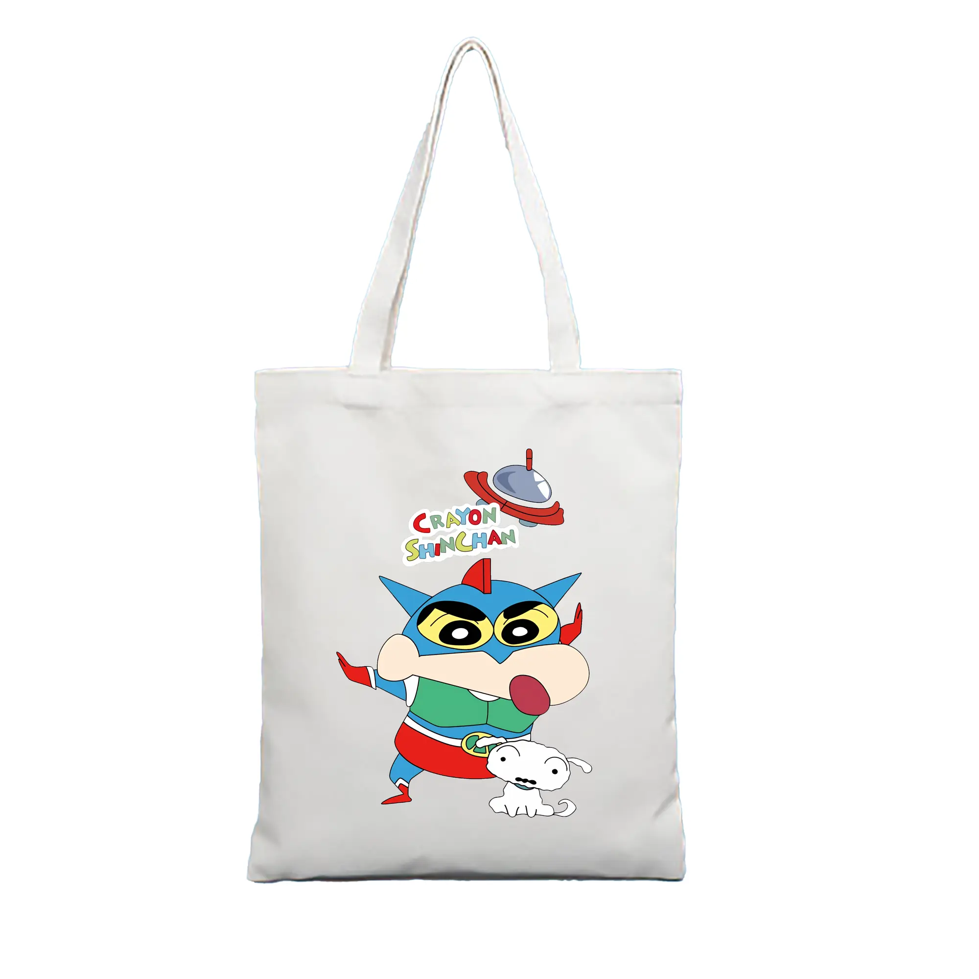 クレヨンしんちゃん グッズ アクション仮面 - 縦型キャンバス手提げバッグ（トートバッグ） ・ キャンバス素材 ・ ショッピング用 ・ 軽量 丈夫 お手入れ簡単